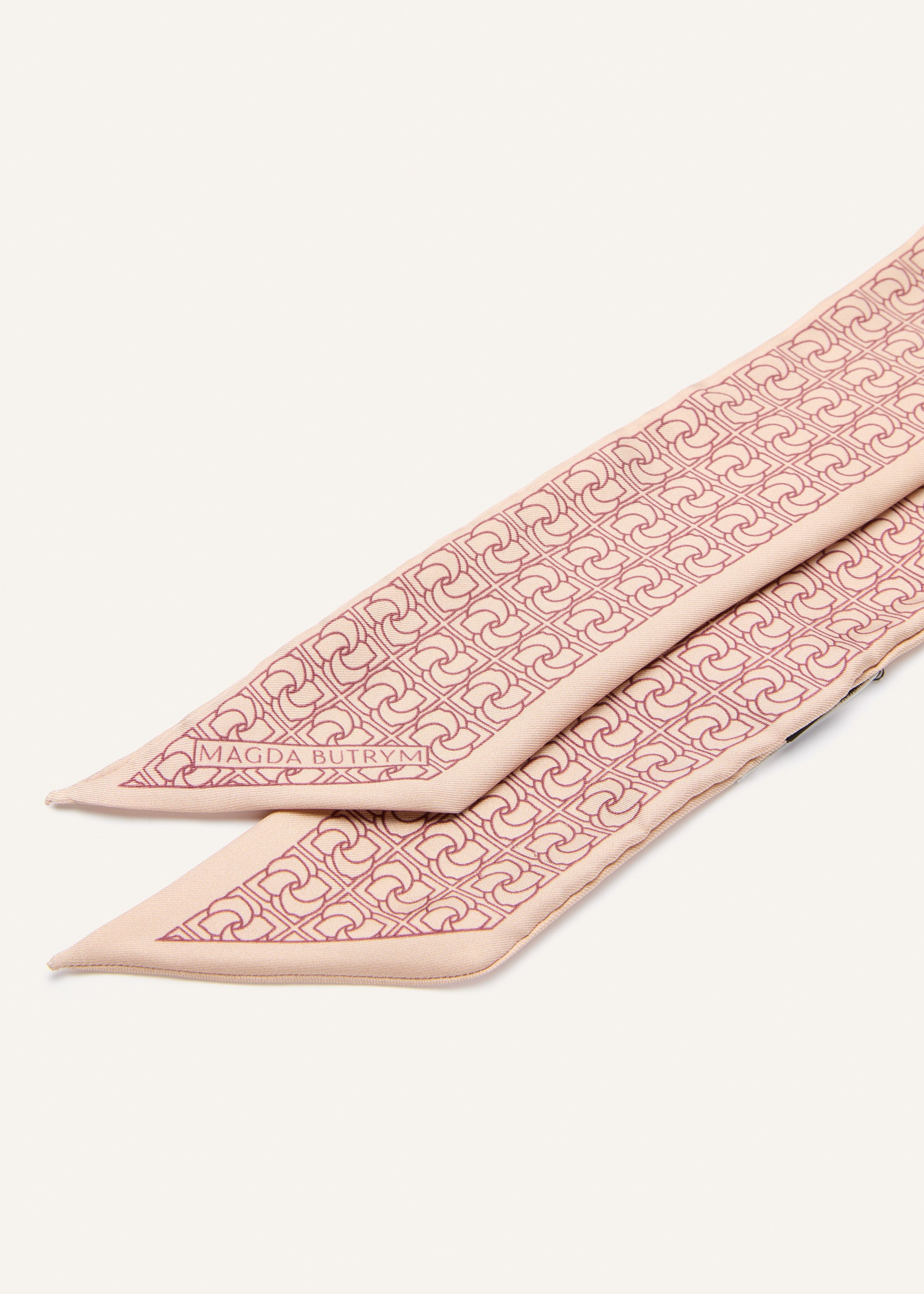 Logo-print silk twilly scarf in beige - 2