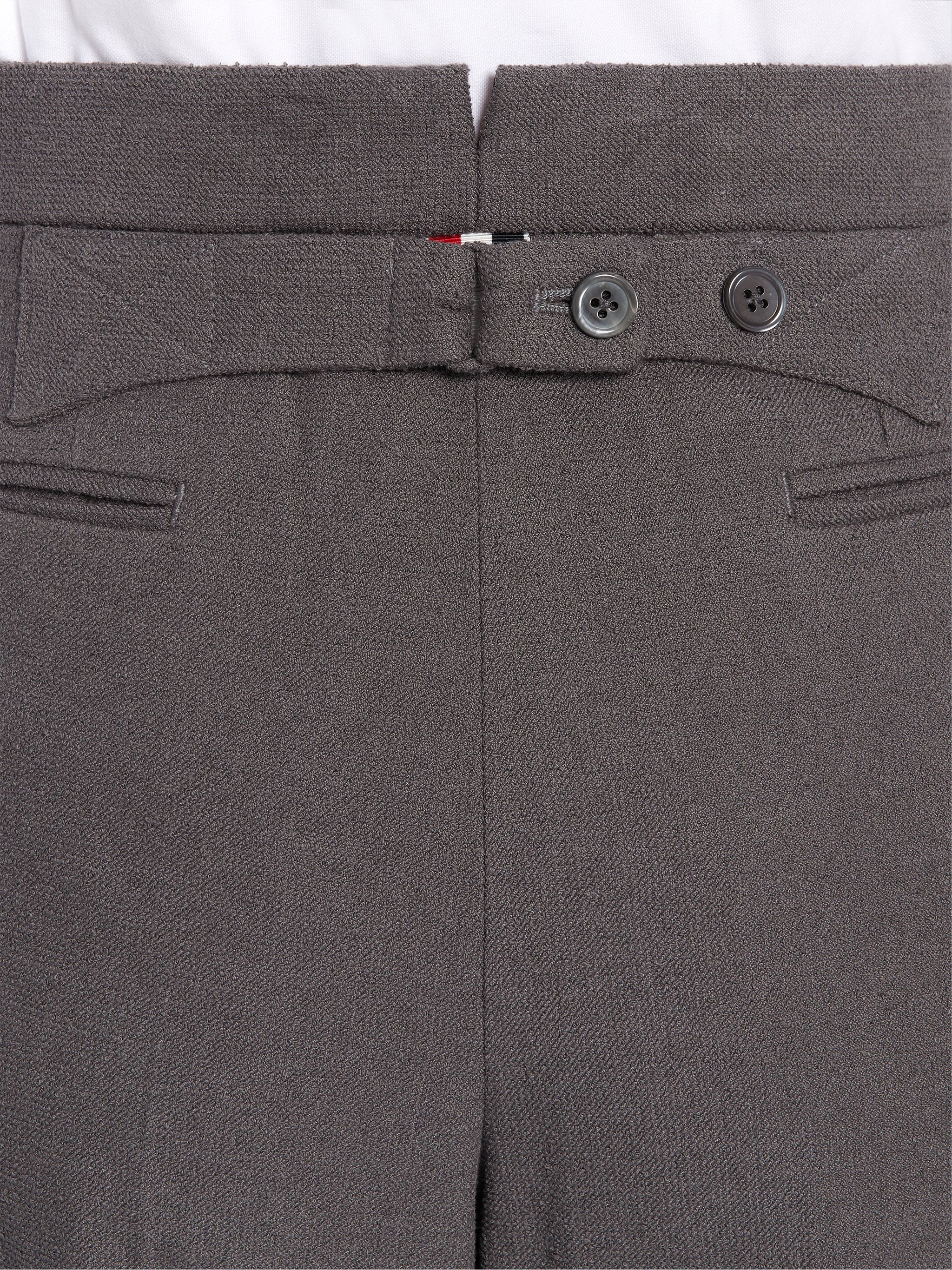 Dark Grey Cotton Boucle Suiting Side Engineered Stripe Classic Trouser - 6