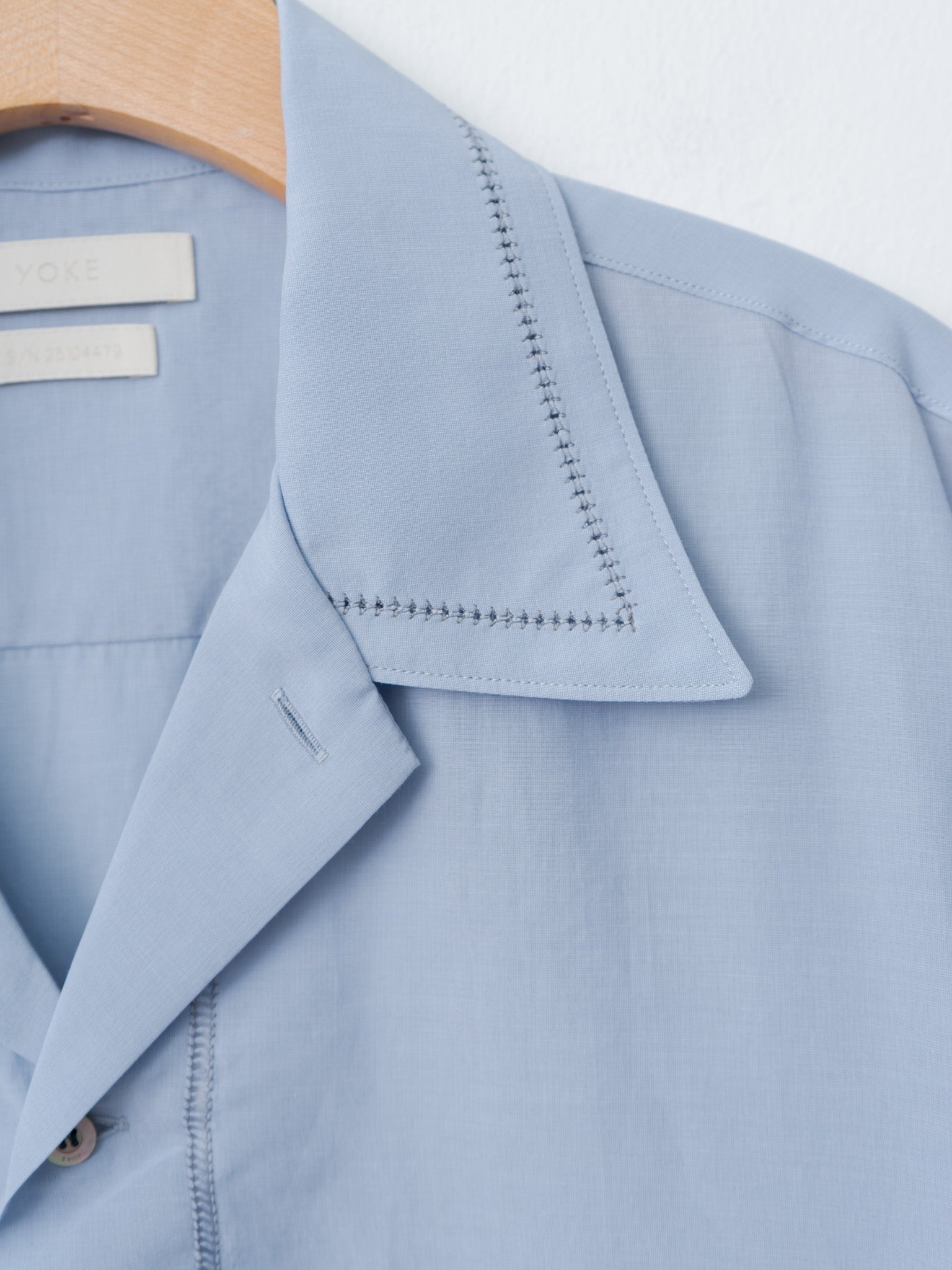 Embroidery Open Collar Shirt - Sax Blue - 6