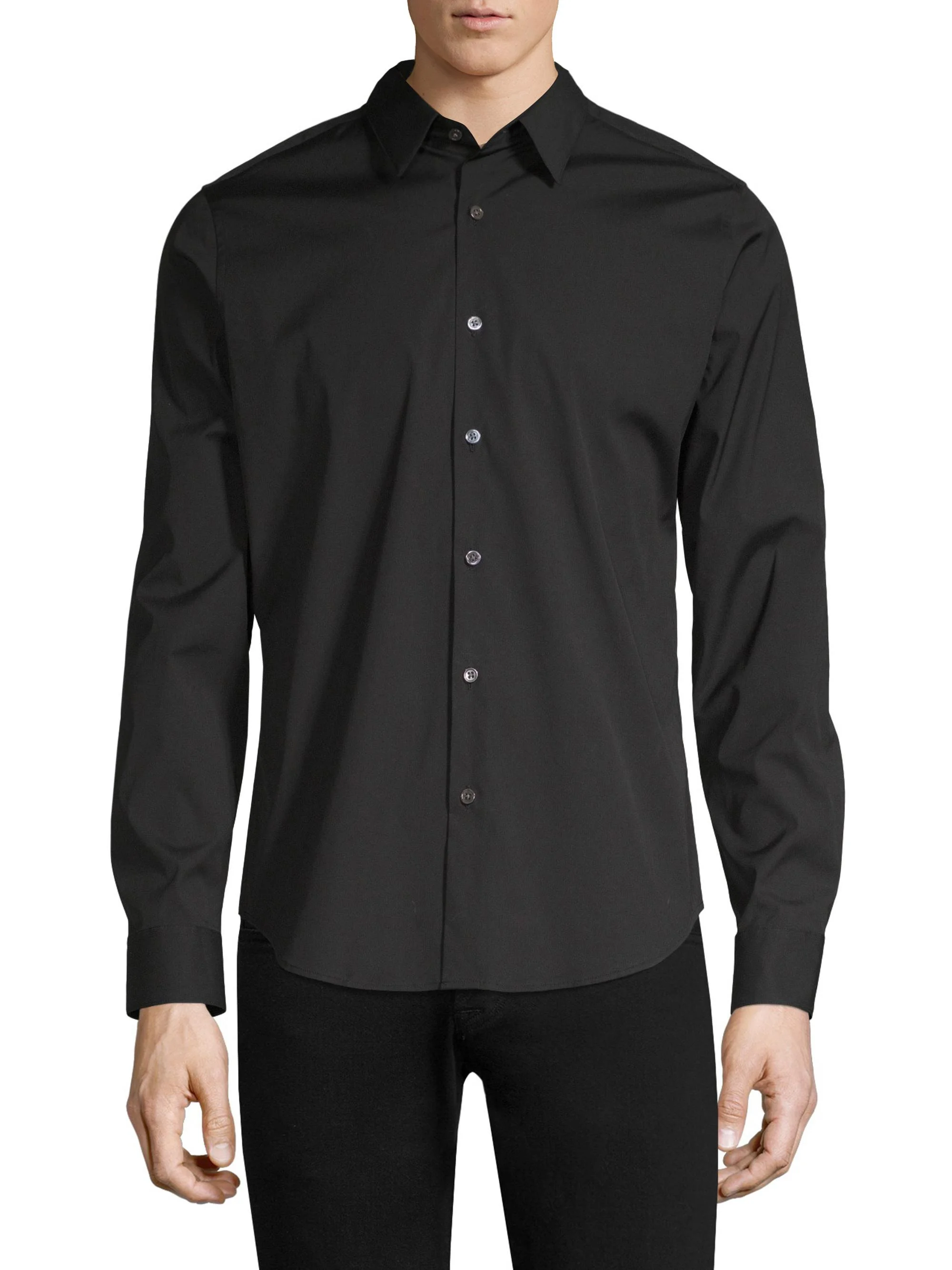 Men's Sylvain Wealth Poplin Long-Sleeve Shirt - Black - 1
