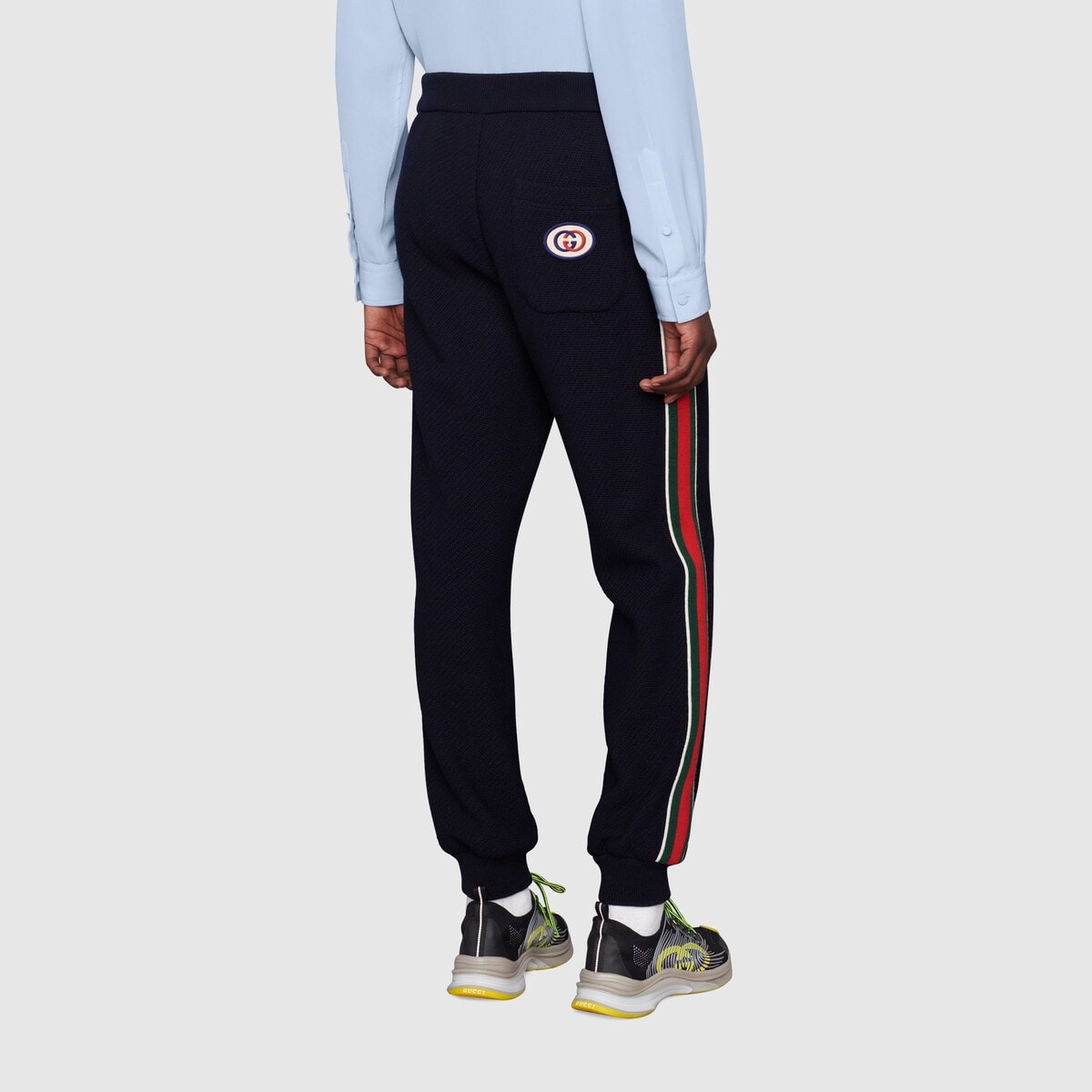 Wool jersey jogging pant with Web - 4