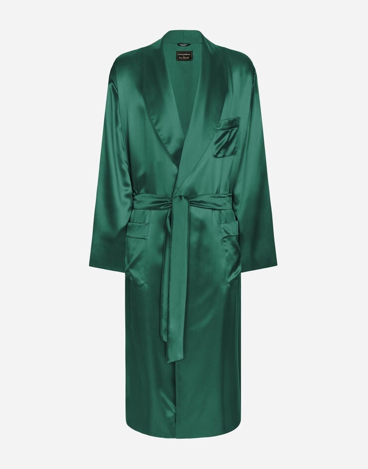 Silk satin robe with metal DG logo - 1