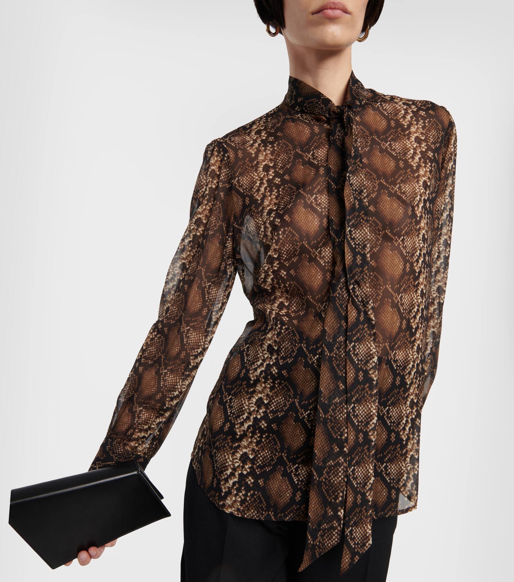 Carina snake-effect printed silk blouse - 4