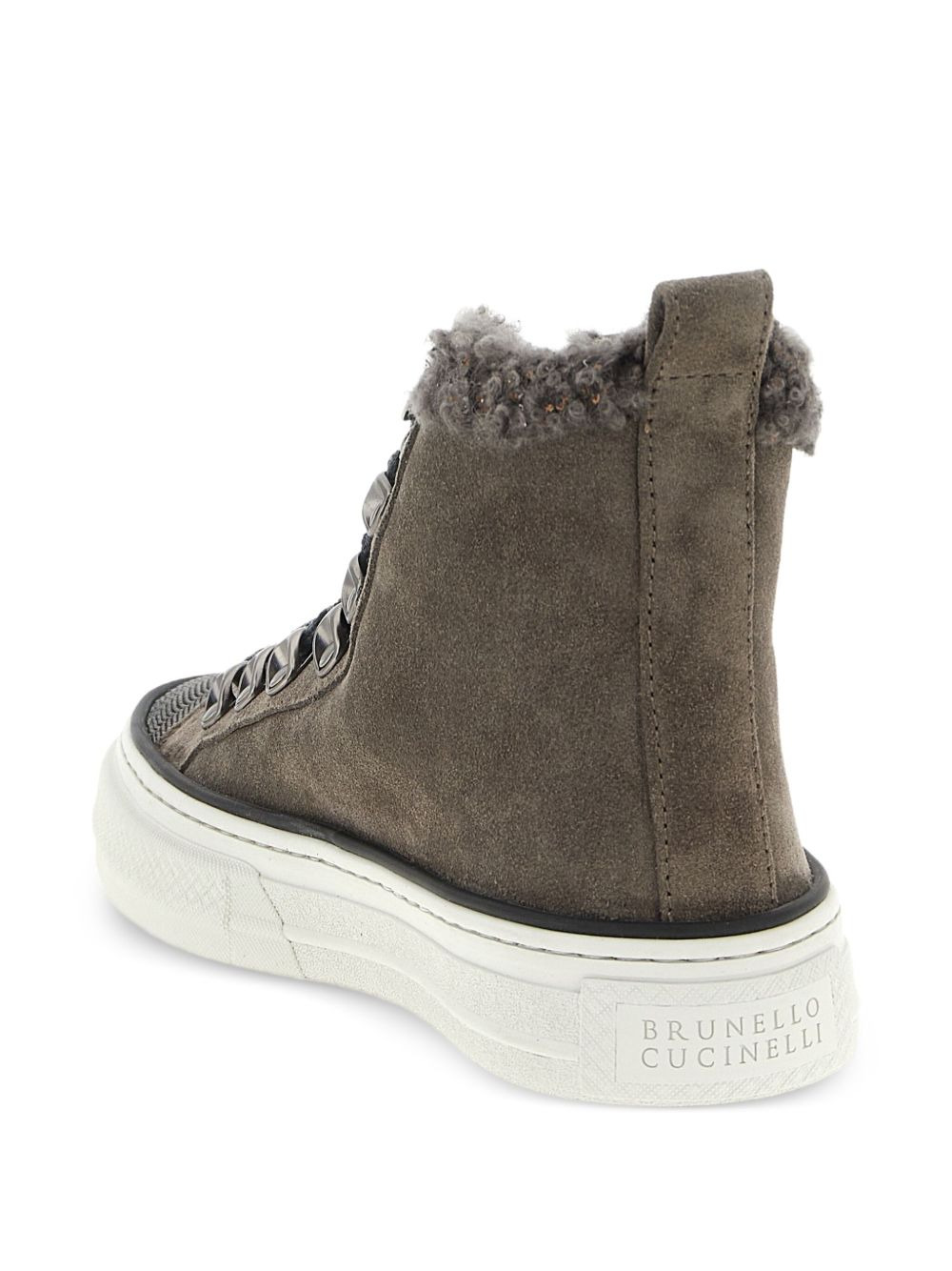 shearling-trim sneakers - 3