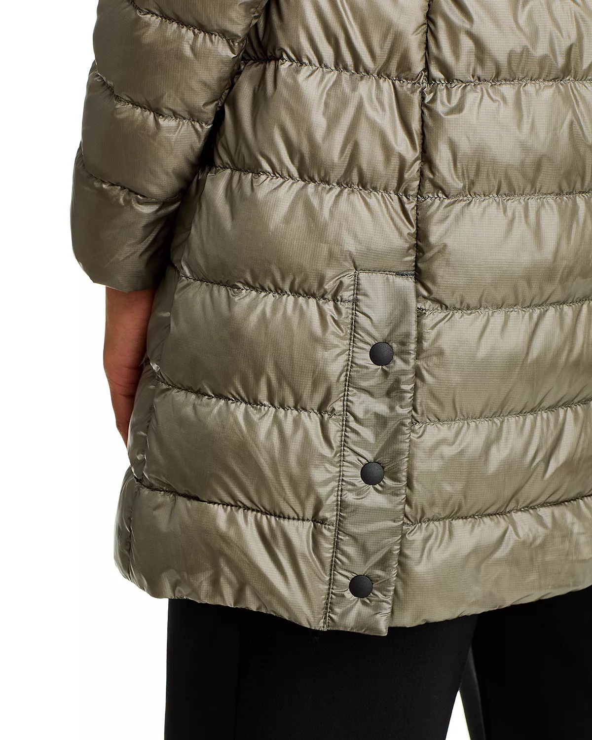 Cypress Hooded Mid-Length Down Coat with Black Disc - 5