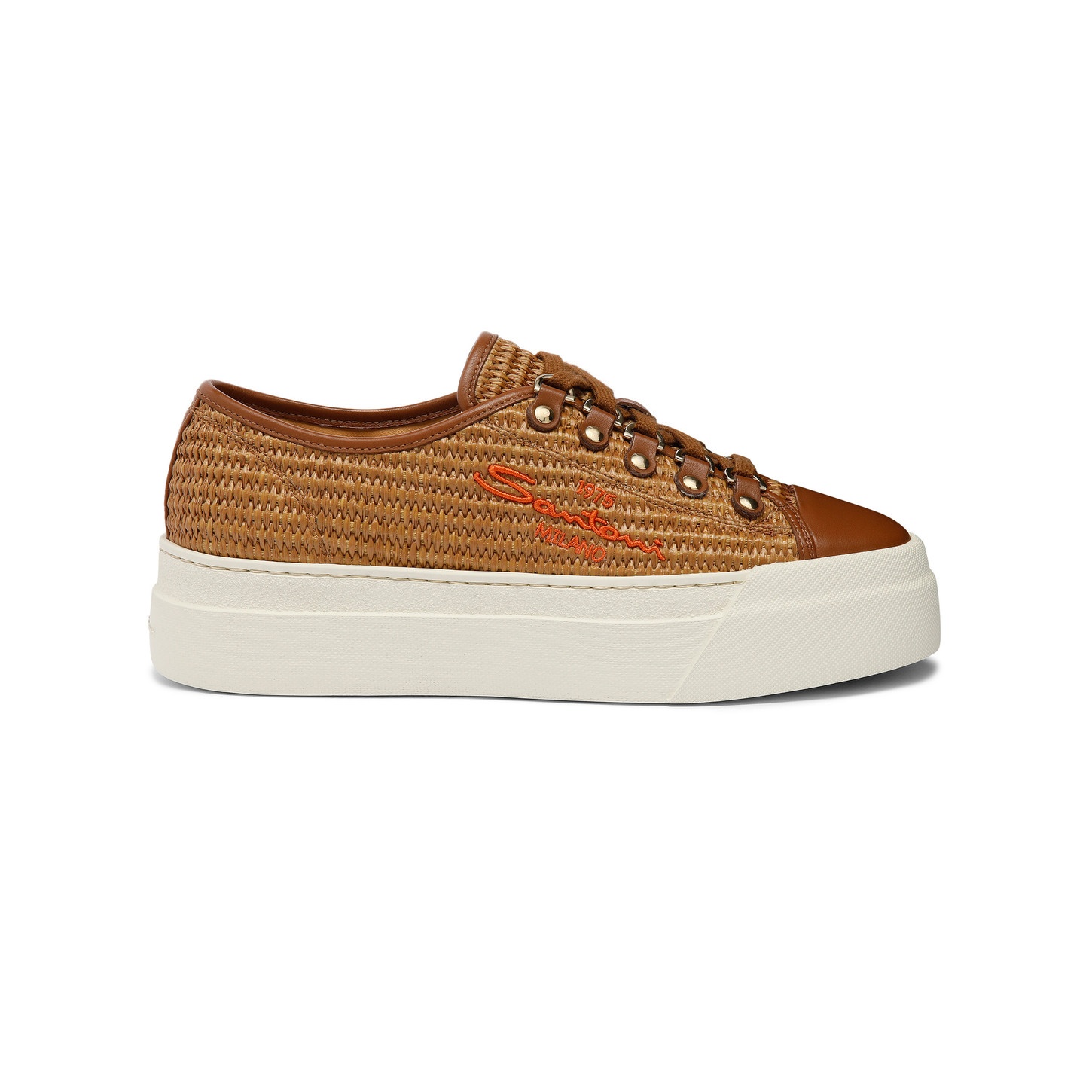 Women's brown raffia sneaker - 1