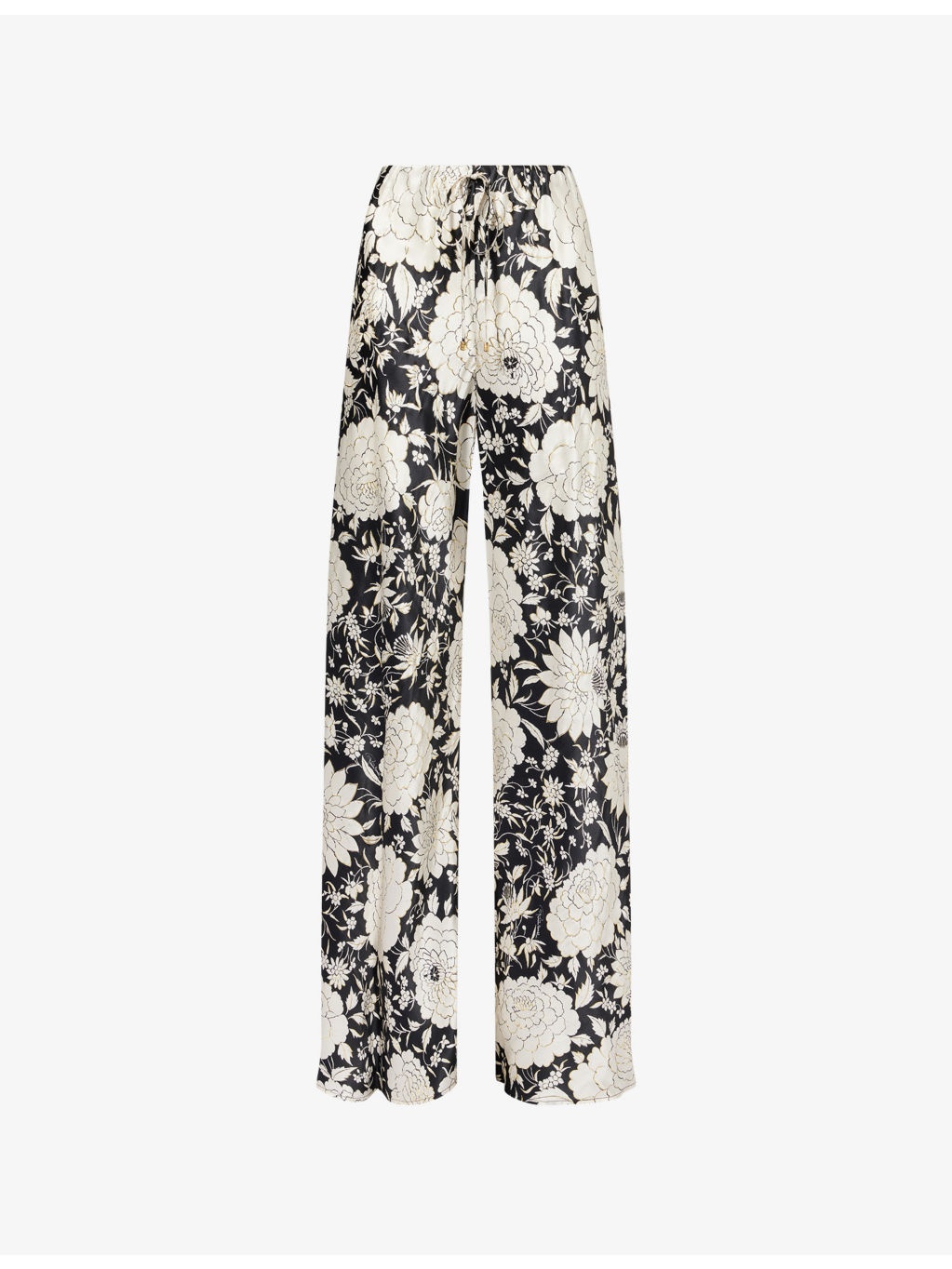 Floral Drawstring Silk Trousers - 1