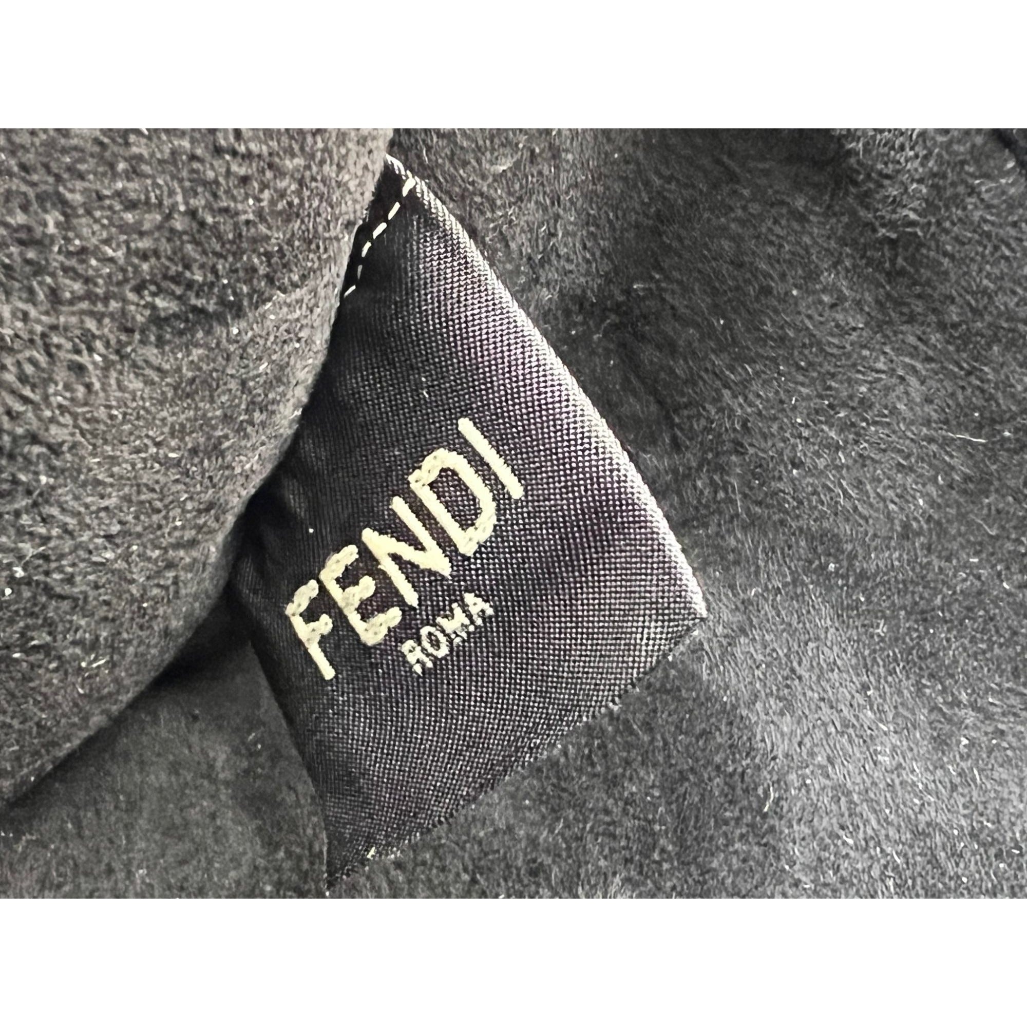 Fendi Peekaboo I see u Medium Printed Velvet Black Blue Satchel Shoulder Bag - 9