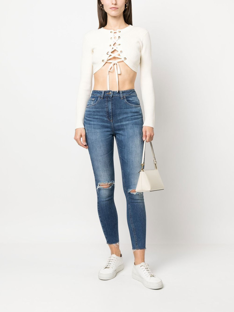 ELISABETTA FRANCHI lace-up cropped cardigan outlook