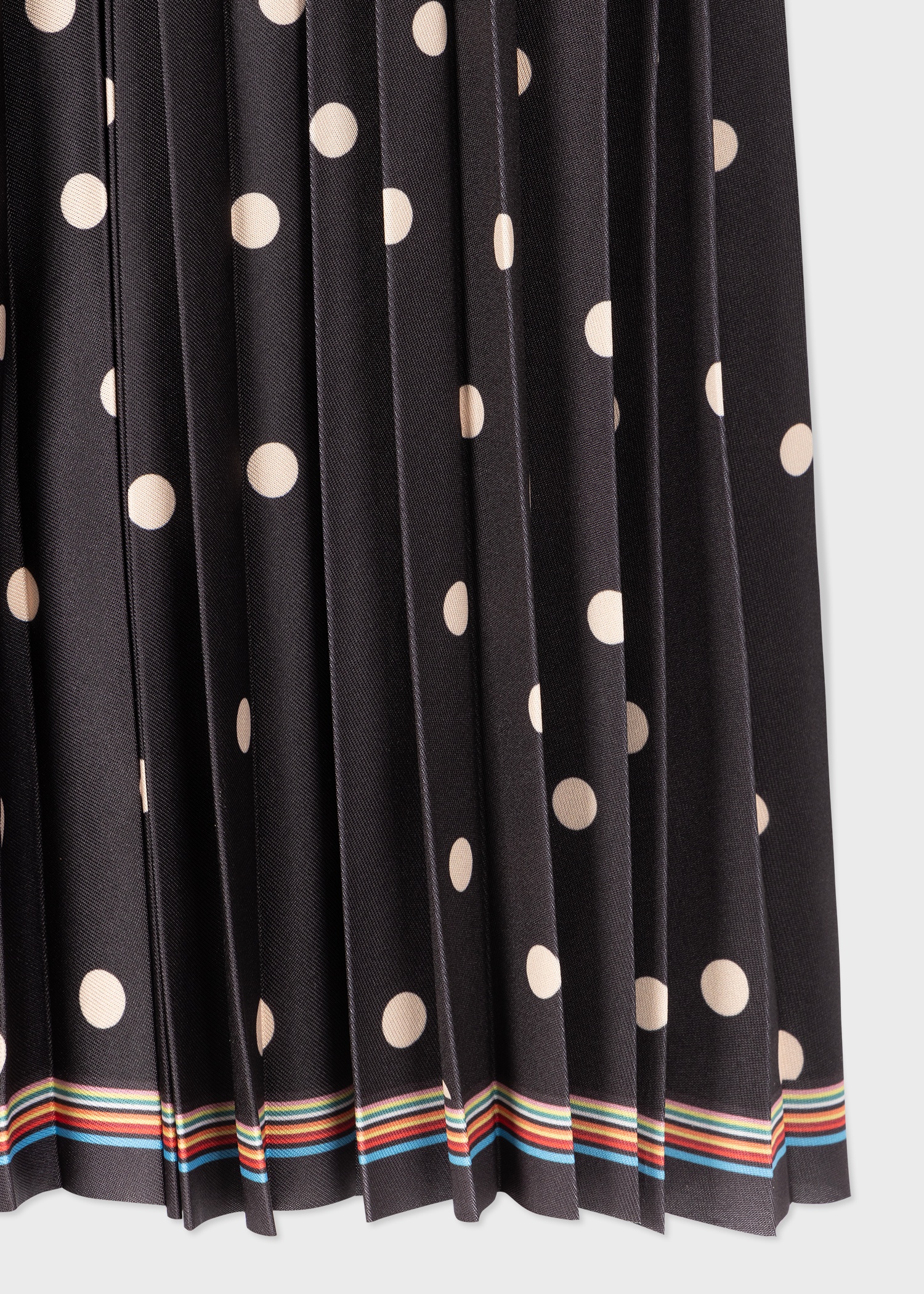 Women's Black Polka Dot Pleated Midi Skirt - 2