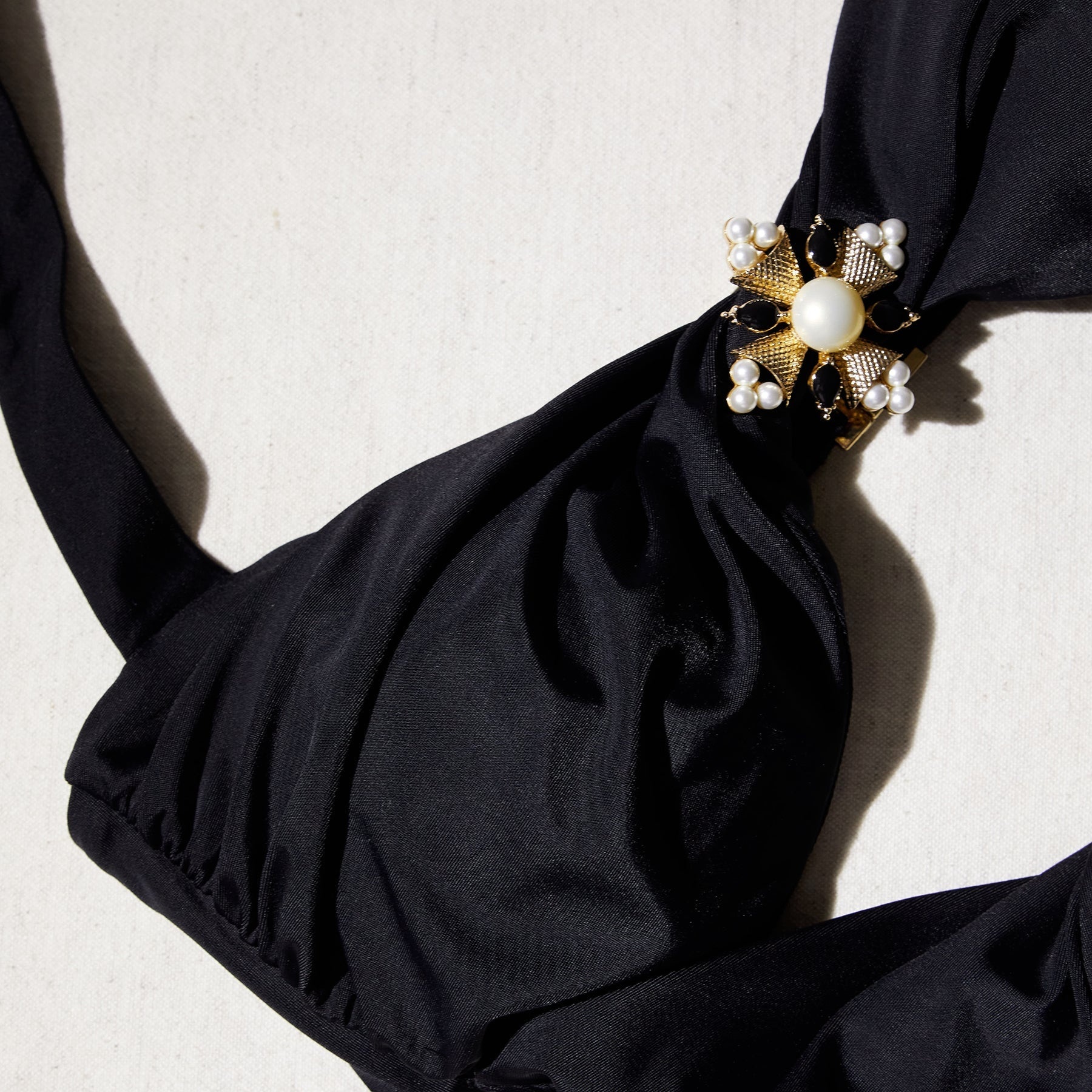 Black Cutout Halter Swimsuit - 4
