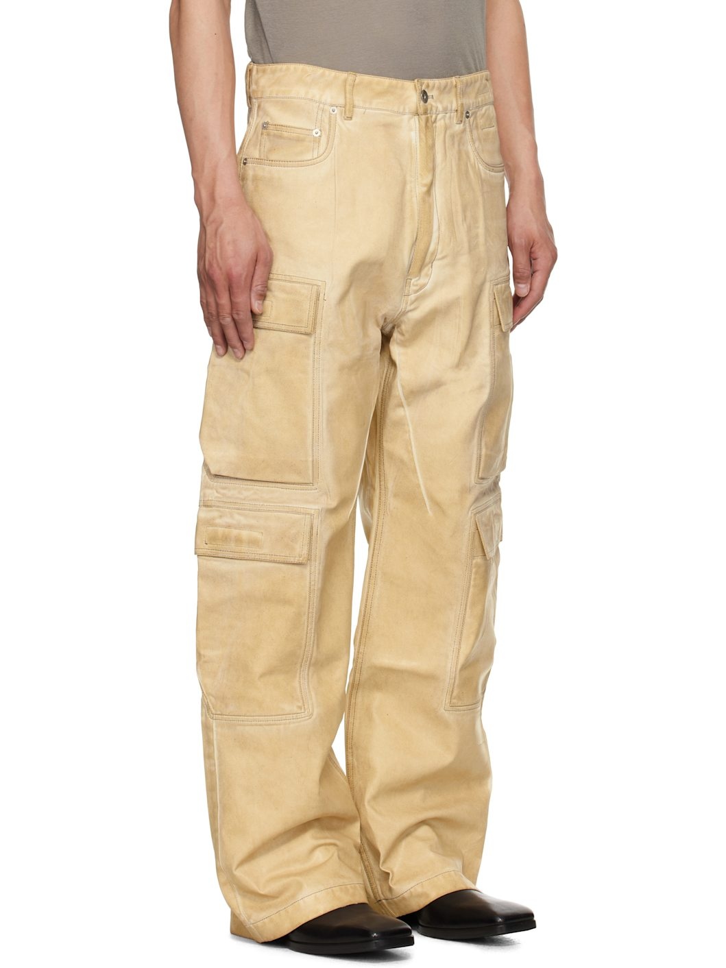 Beige Hollywood Double Cargo Jeans - 2