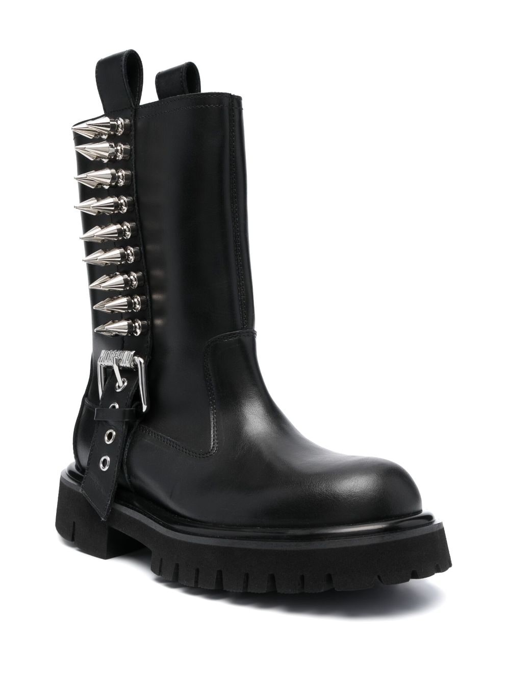 spike-embellished leather boots - 2