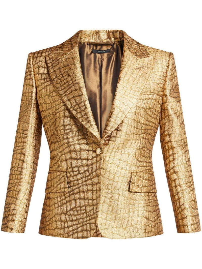 snakeskin-effect woven blazer 1