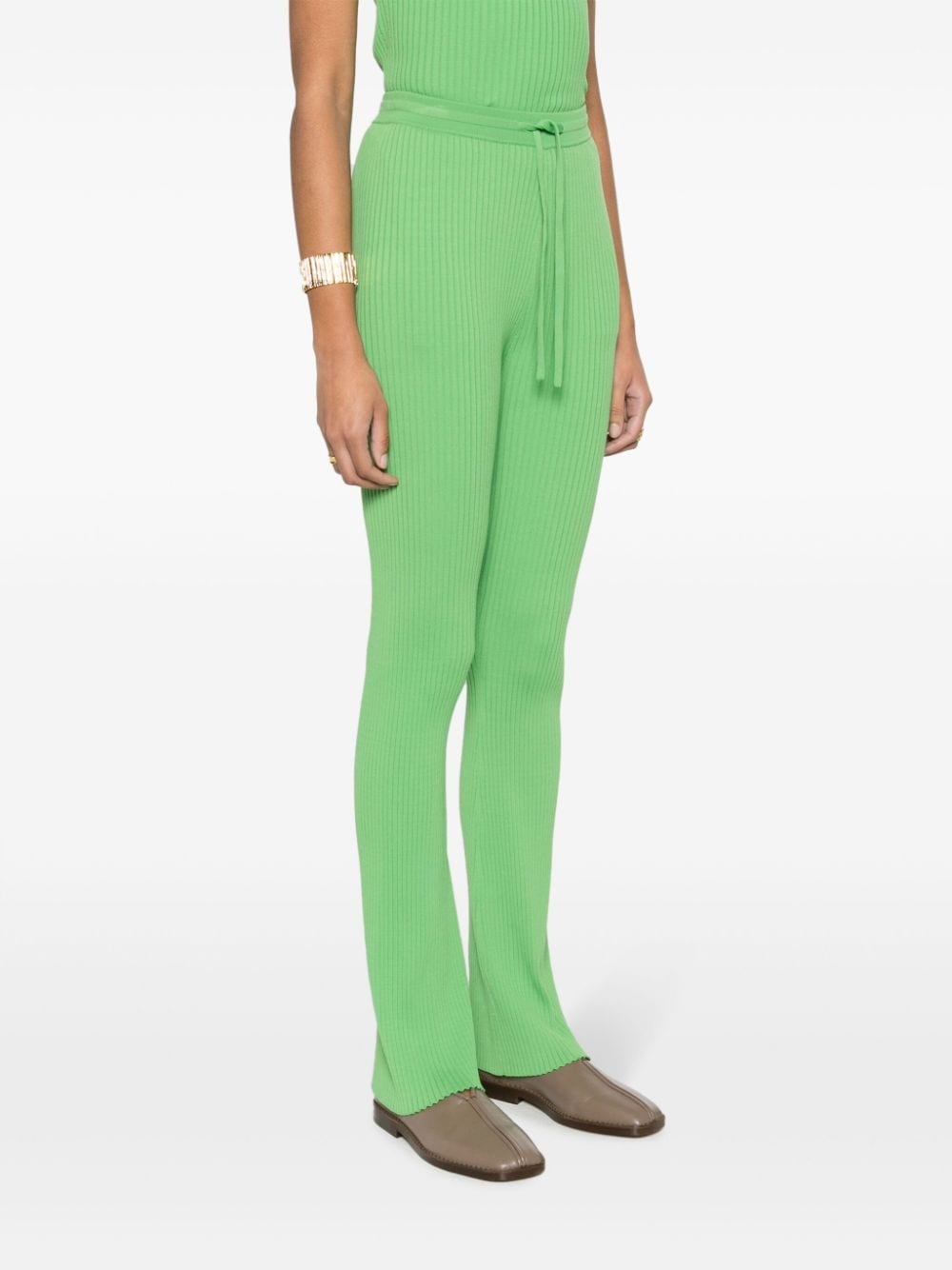 Cornelie ribbed-knit flared trousers - 3