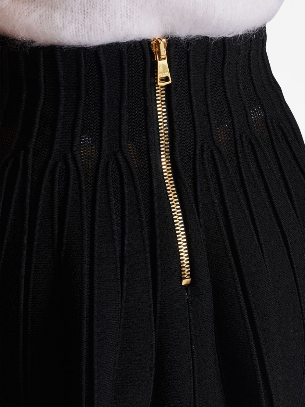 ribbed-knit pleated skater skirt - 6