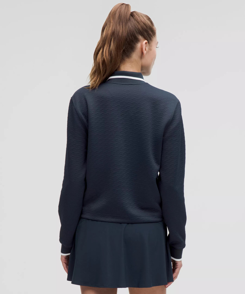 Textured Long-Sleeve Tennis Polo Shirt 3