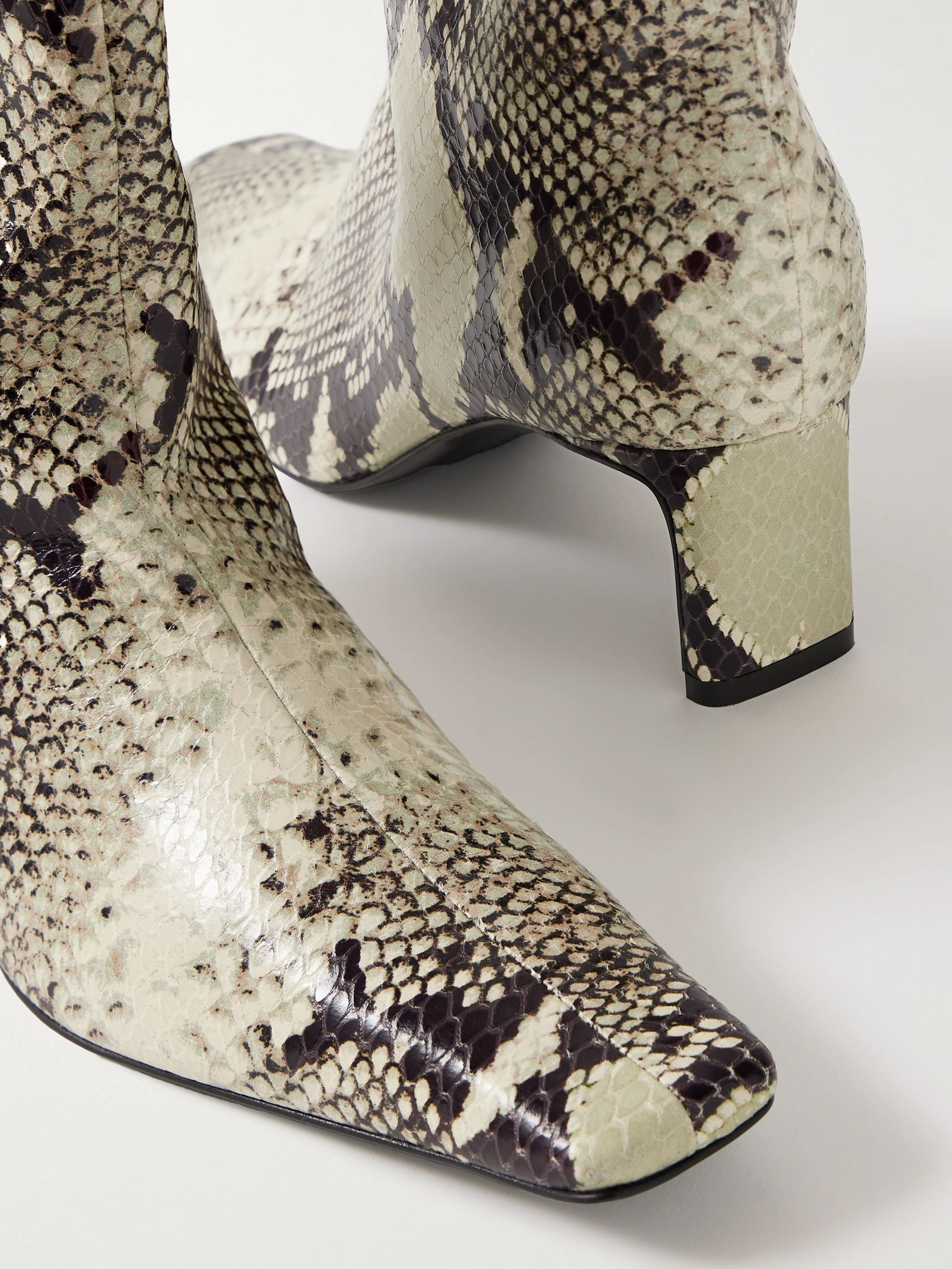 Ona snake-effect leather ankle boots Snake print - 4
