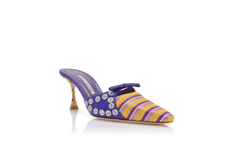 Purple and Orange Cotton Striped Mules 3
