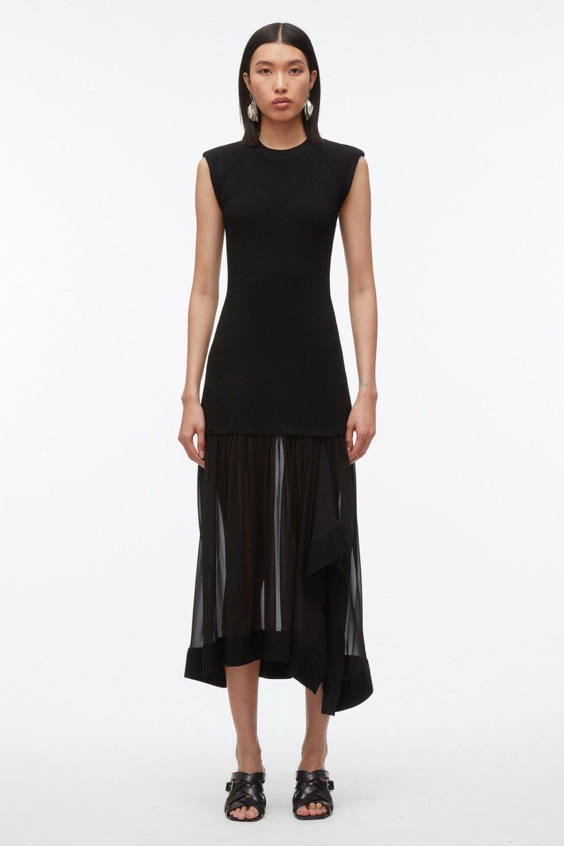 3.1 Phillip Lim Compact Rib Dress with Chiffon Skirt outlook