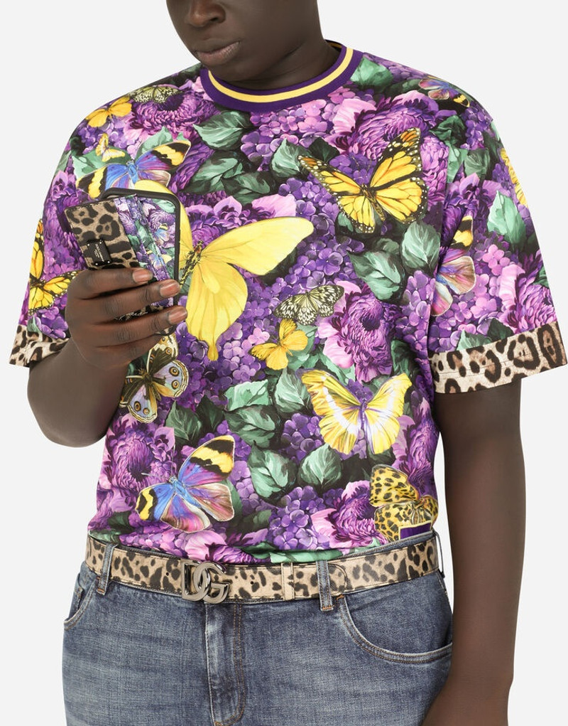 Butterfly-print calfskin belt 4