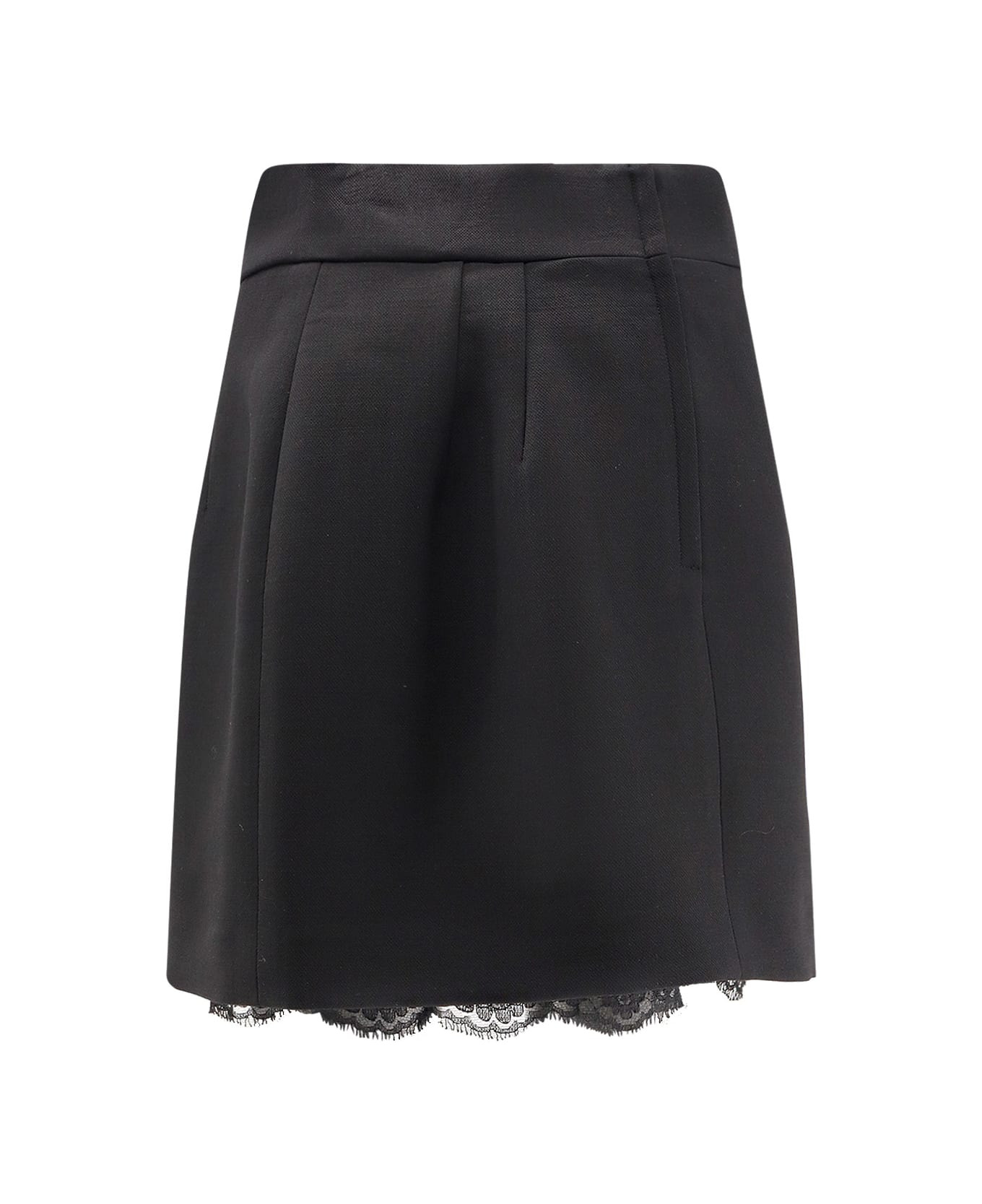 Virgin Wool Miniskirt With Lace Detail - 2