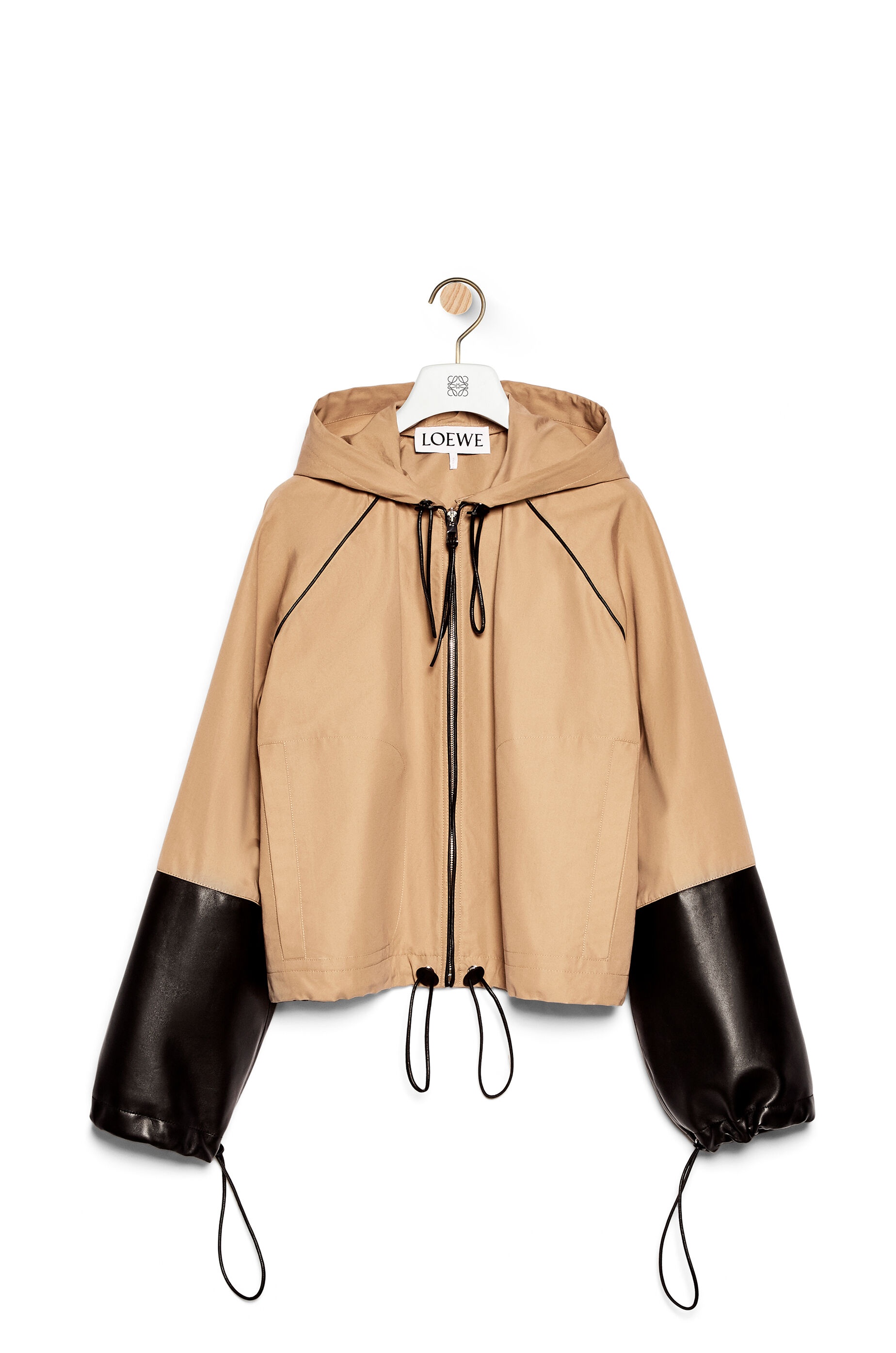 Hooded jacket in cotton and nappa - 1