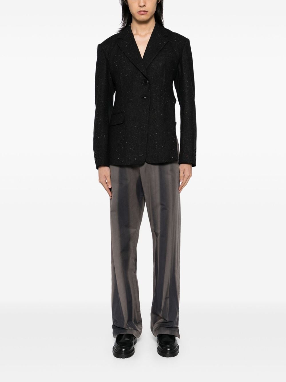 【ANDERSSON BELL】 HARRIS TWEED CUT-OUT HARNESS JACKET GREY Andersson Bell Cut-Out Harness Jacket | hlorenzo | REVERSIBLE