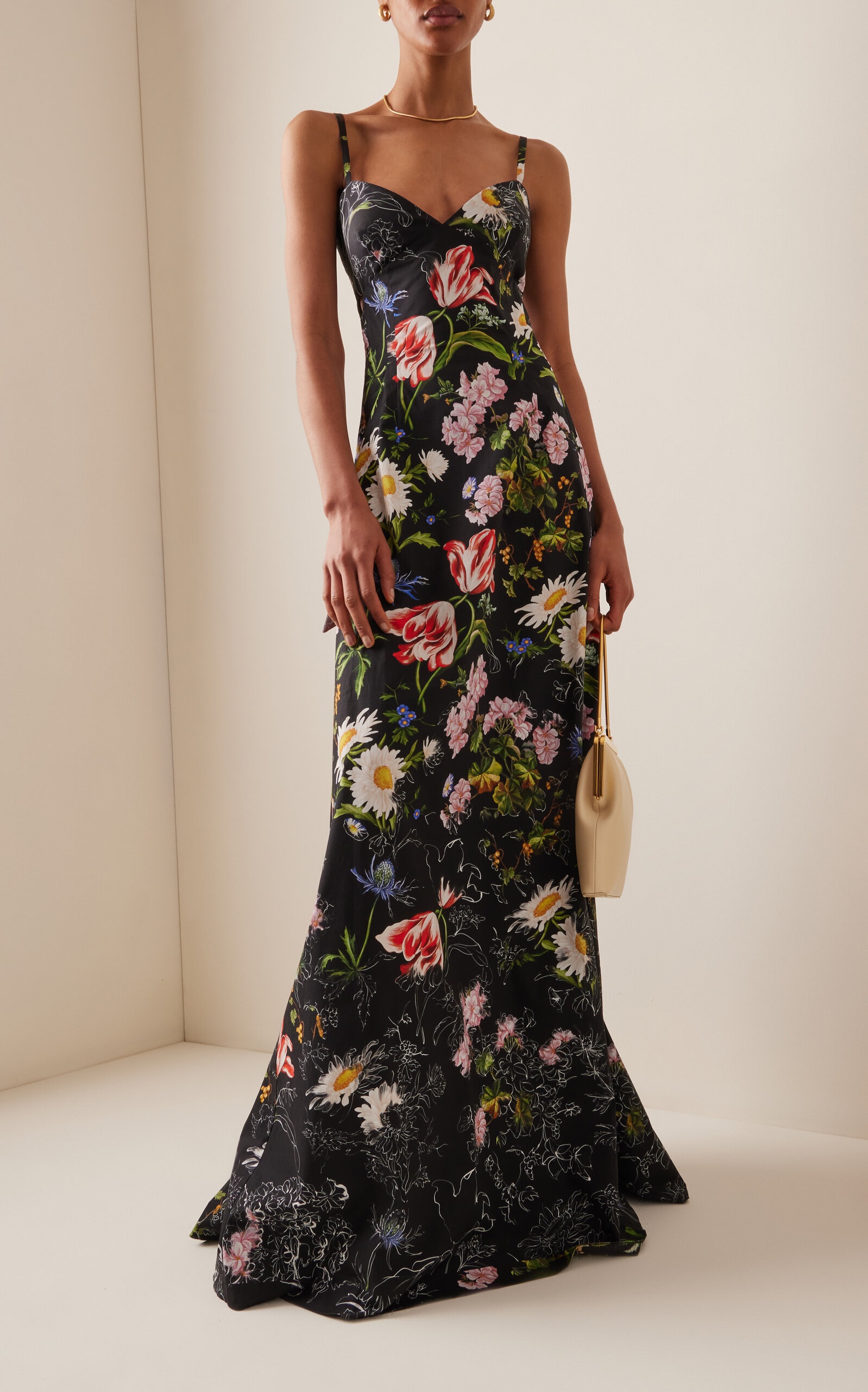 Floral-Printed Poplin Maxi Dress black - 2