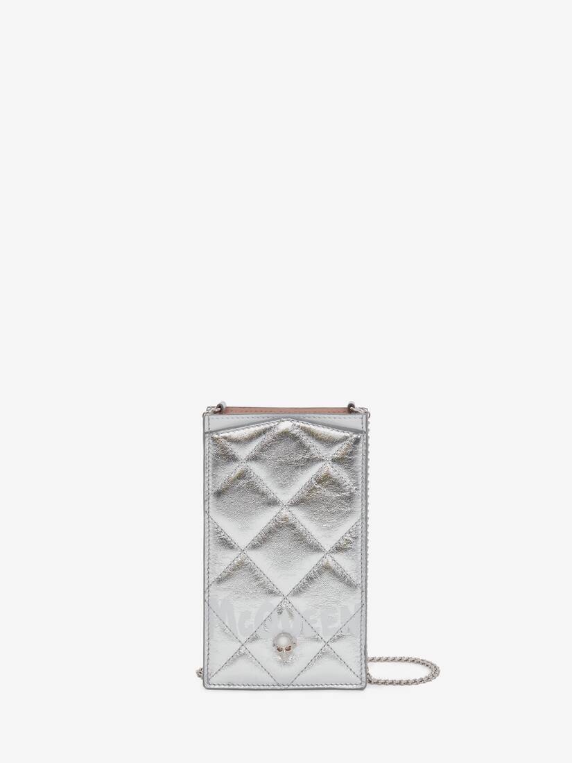 Mcqueen Graffiti Phone Case With Chain in Silver/white - 1