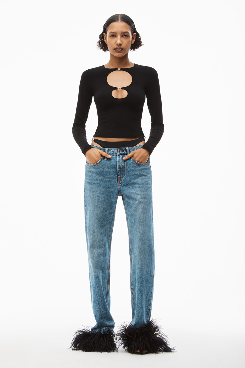 Alexander Wang CREWNECK CUT OUT TOP IN COMPACT VISCOSE outlook