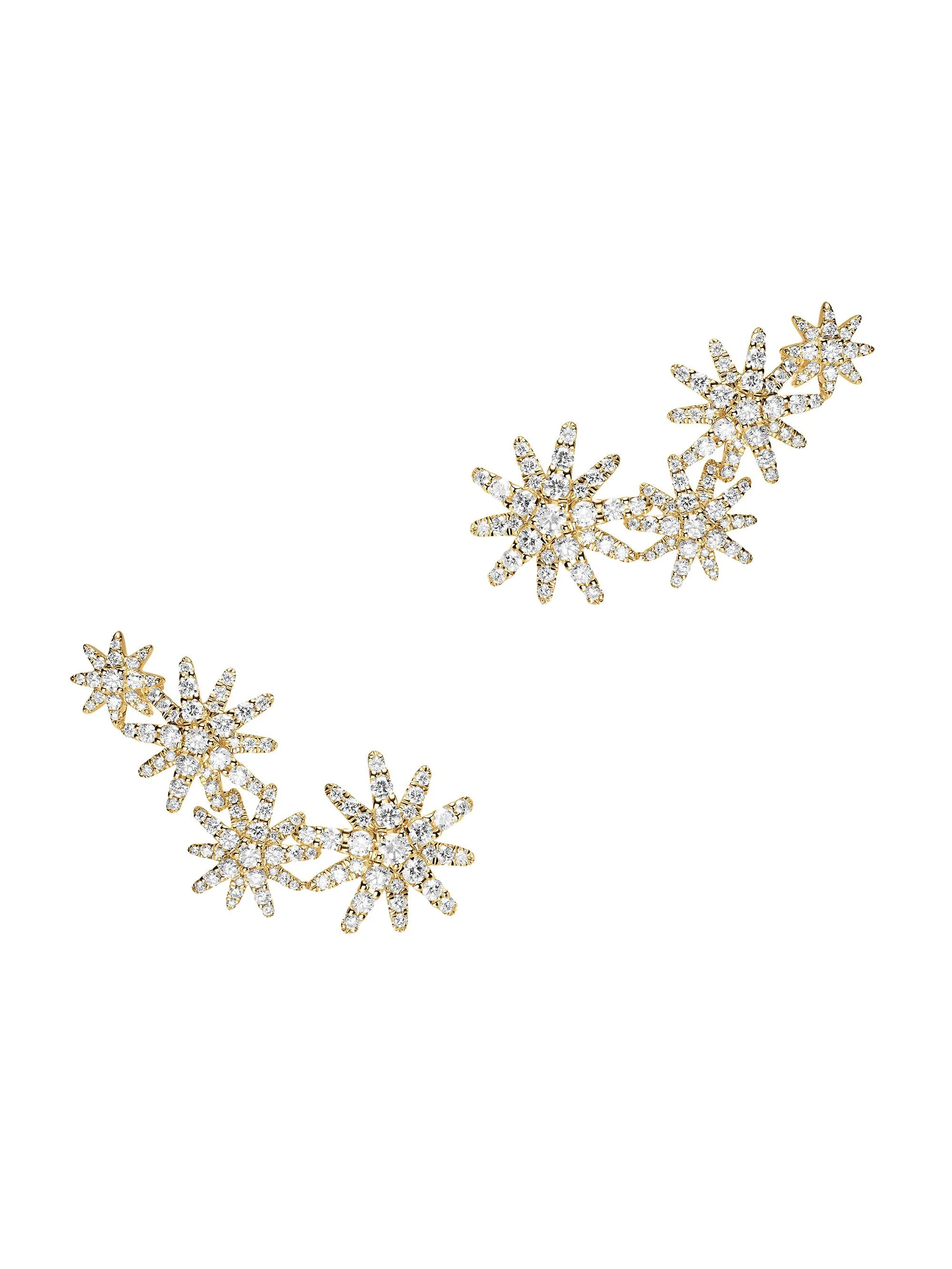 Women's Starburst Full Pavé Climber Earrings in 18K Yellow Gold with Diamonds, 26.9MM - Diamond - 1