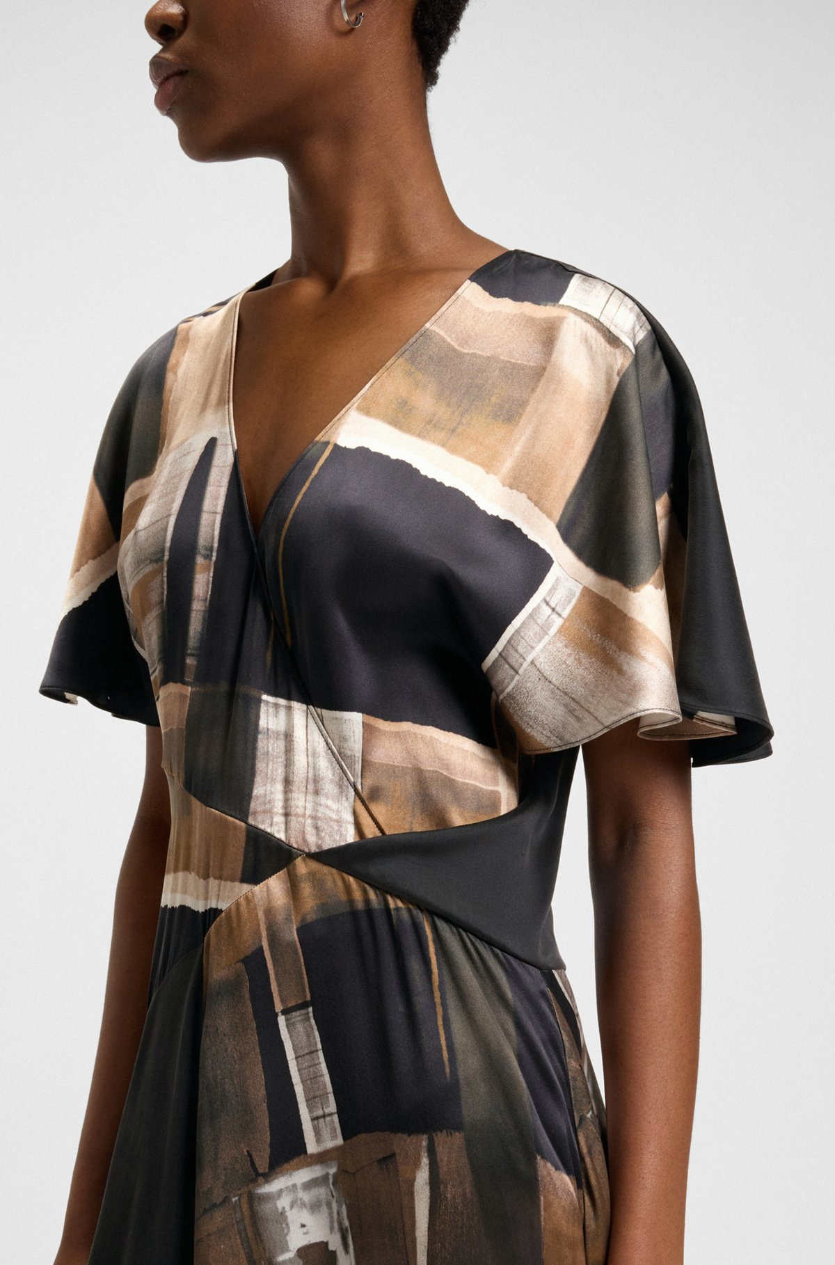 SILK DRESS WITH MODERN PRINT - 6