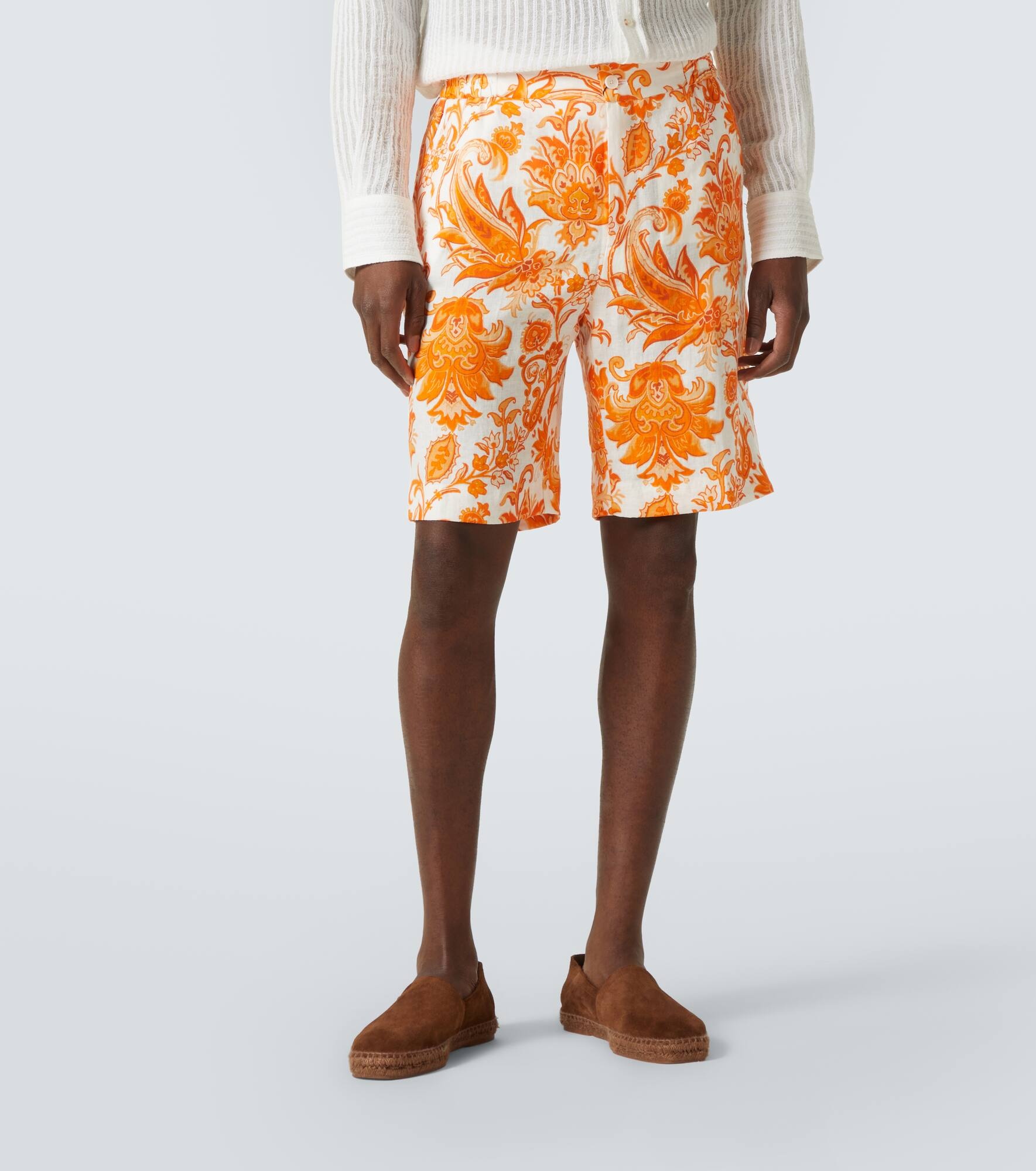 Printed linen Bermuda shorts - 3