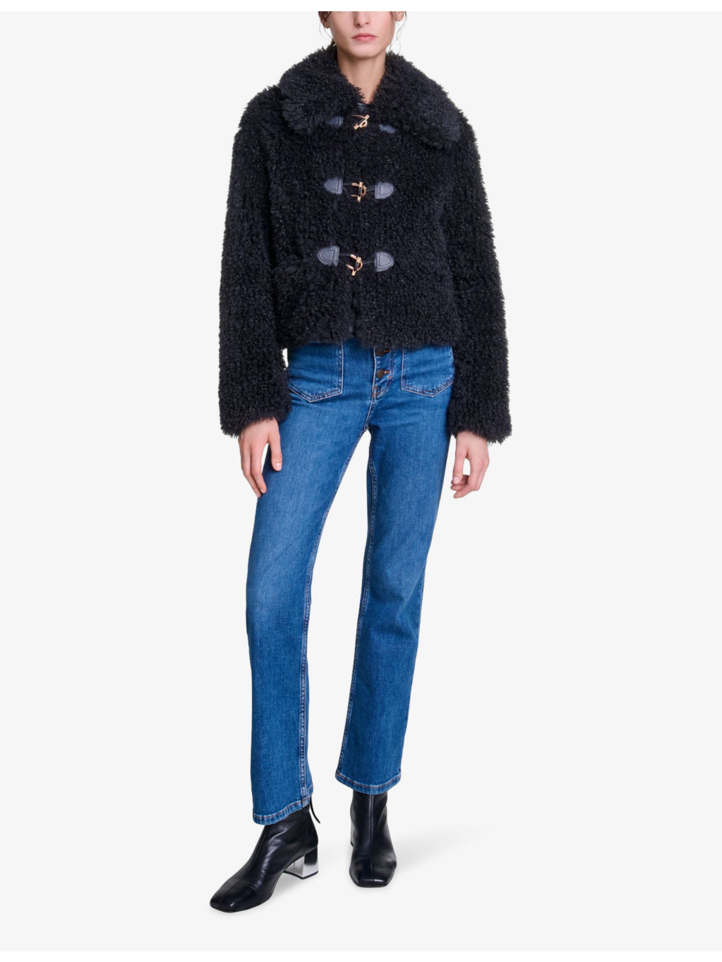 Collar long-sleeve regular-fit faux-shearling jacket - 2