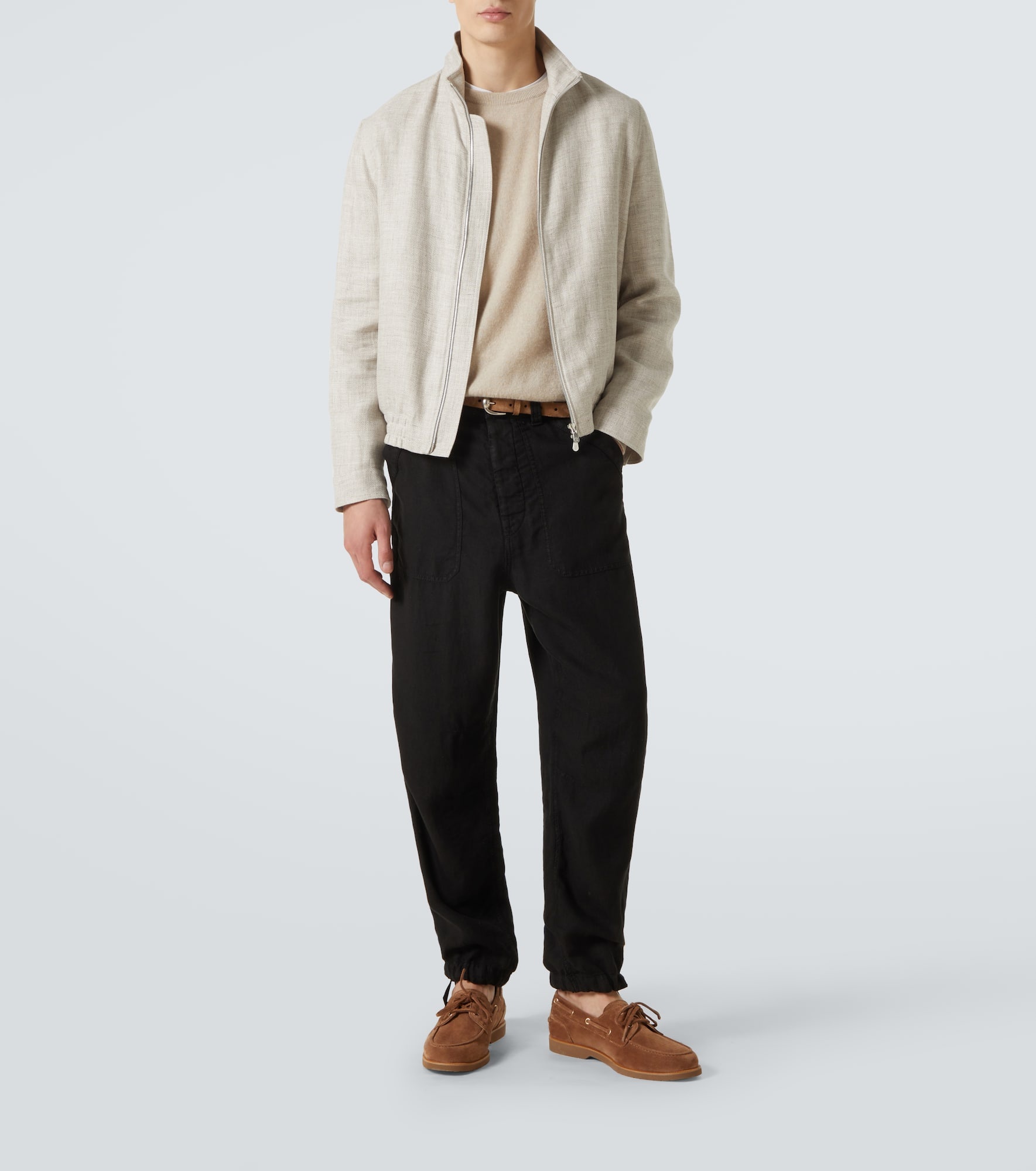 Linen gabardine tapered pants - 2