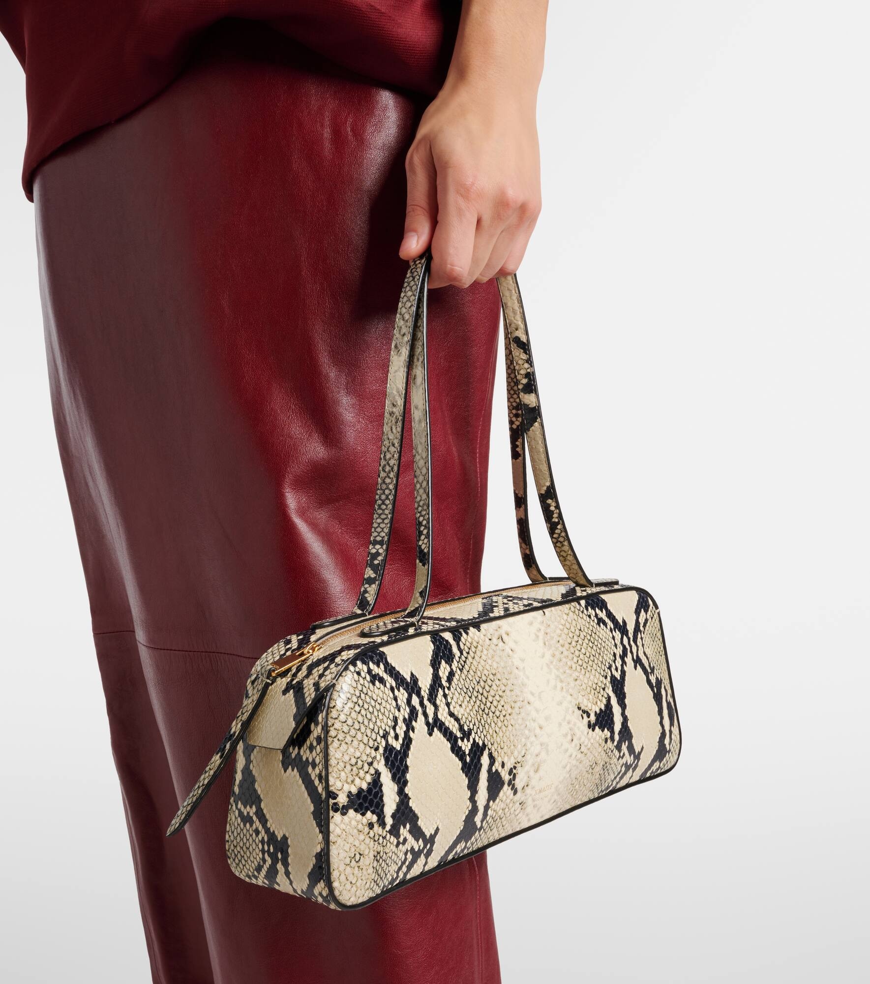 Simona snake-effect leather shoulder bag - 2