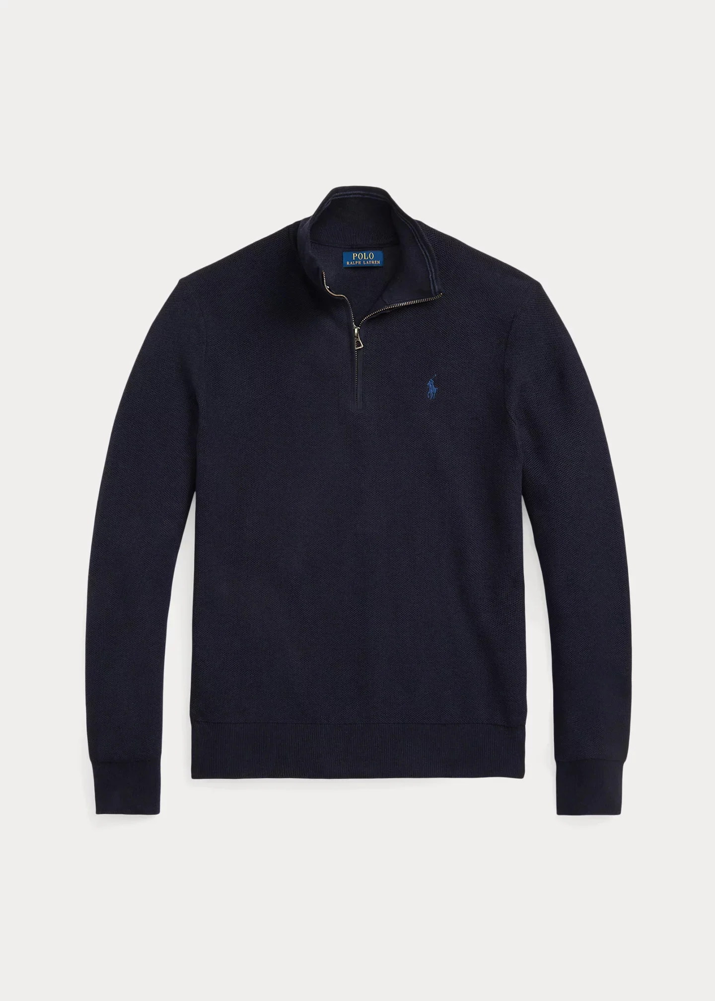 Mesh-Knit Cotton Quarter-Zip Sweater - 1
