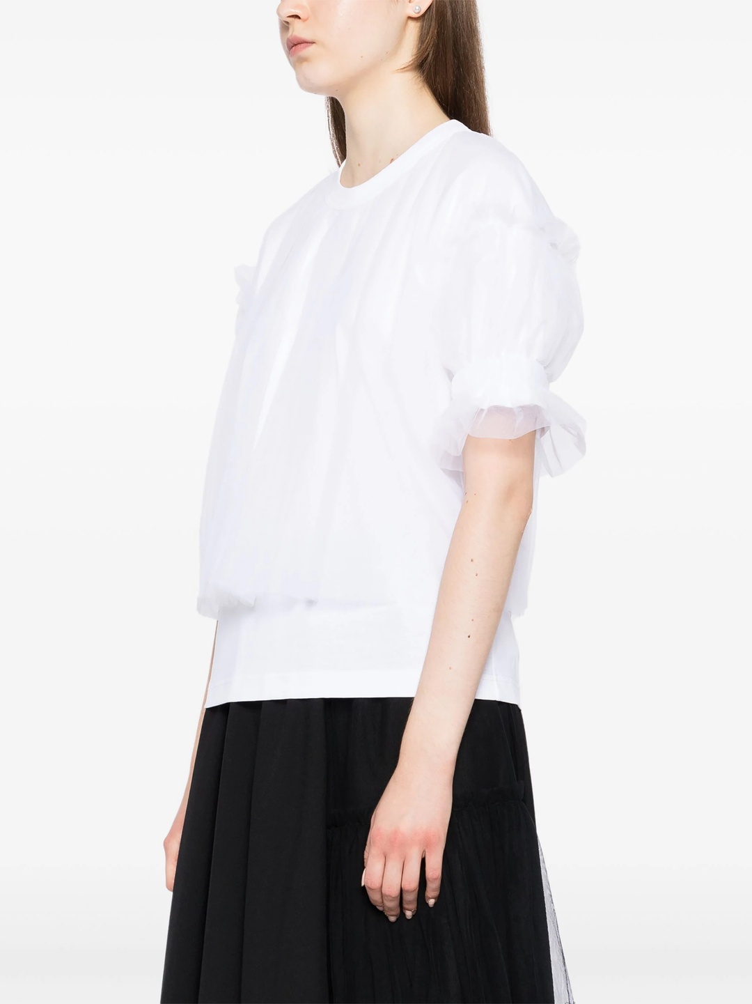 Cotton Ponte X Nylon Tulle Tee - 3