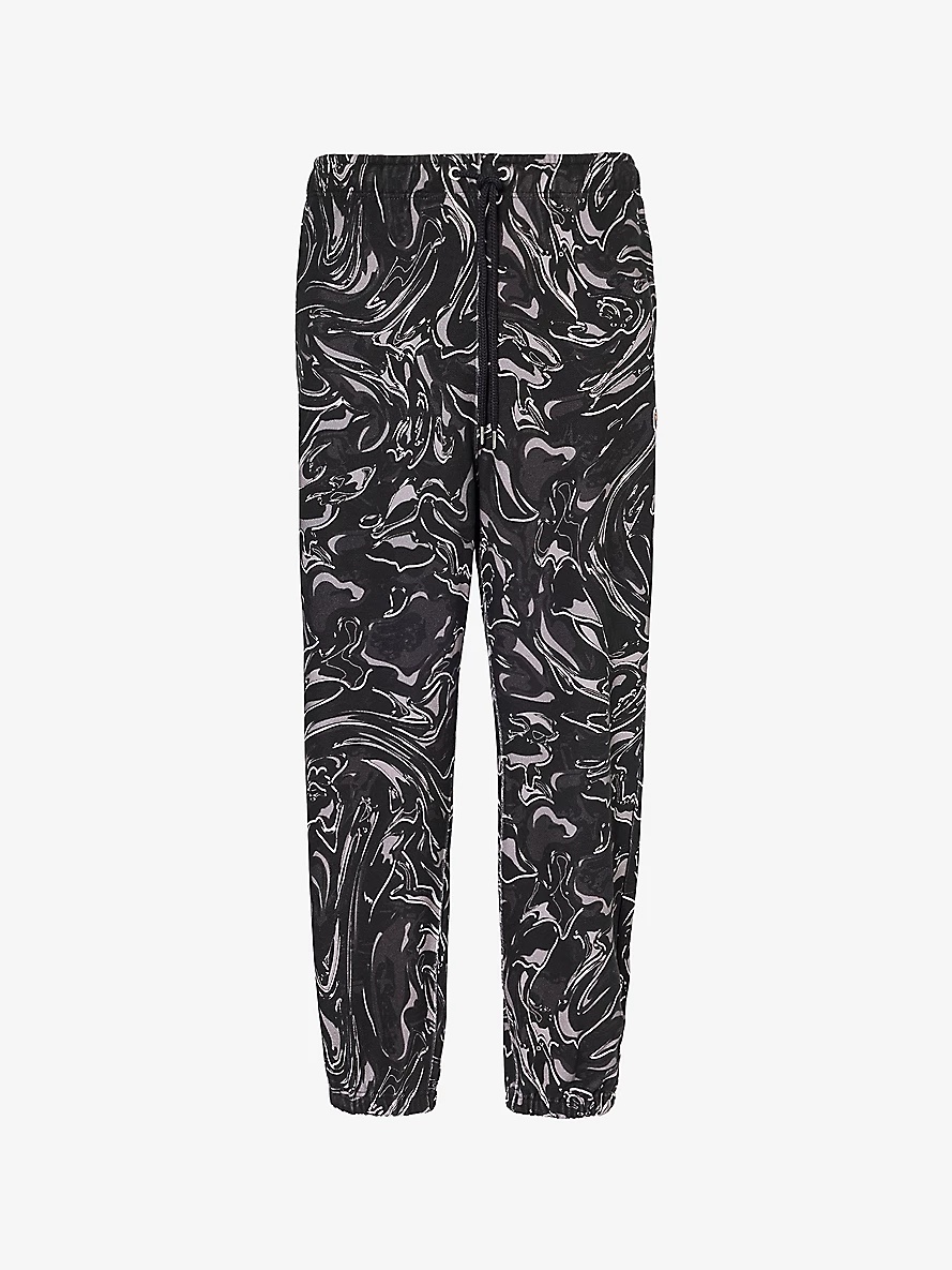 Marbling two-slip-pockets relaxed-fit cotton-jersey jogging bottoms - 1