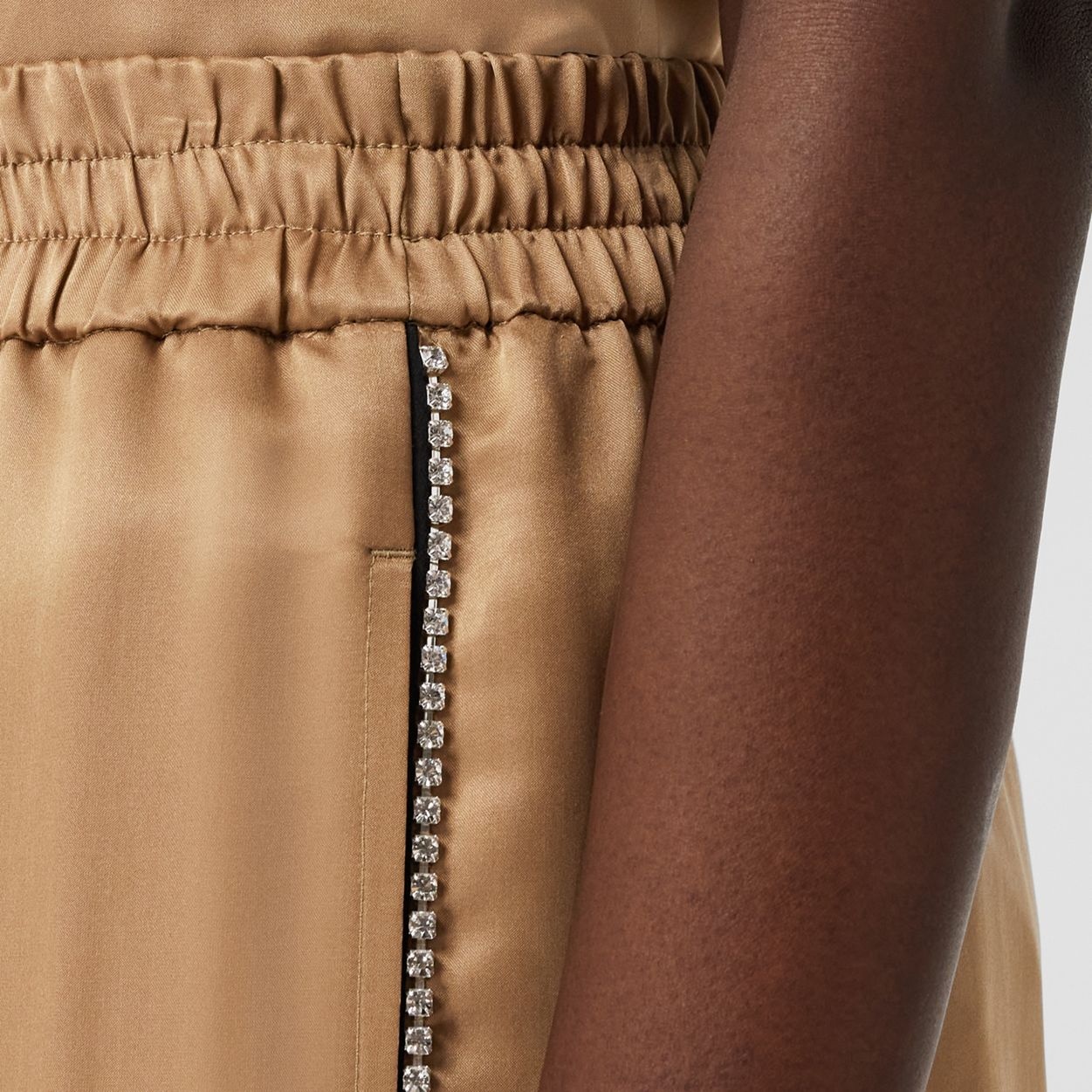 Crystal Stripe Silk Satin Blend Wide-leg Trousers - 3