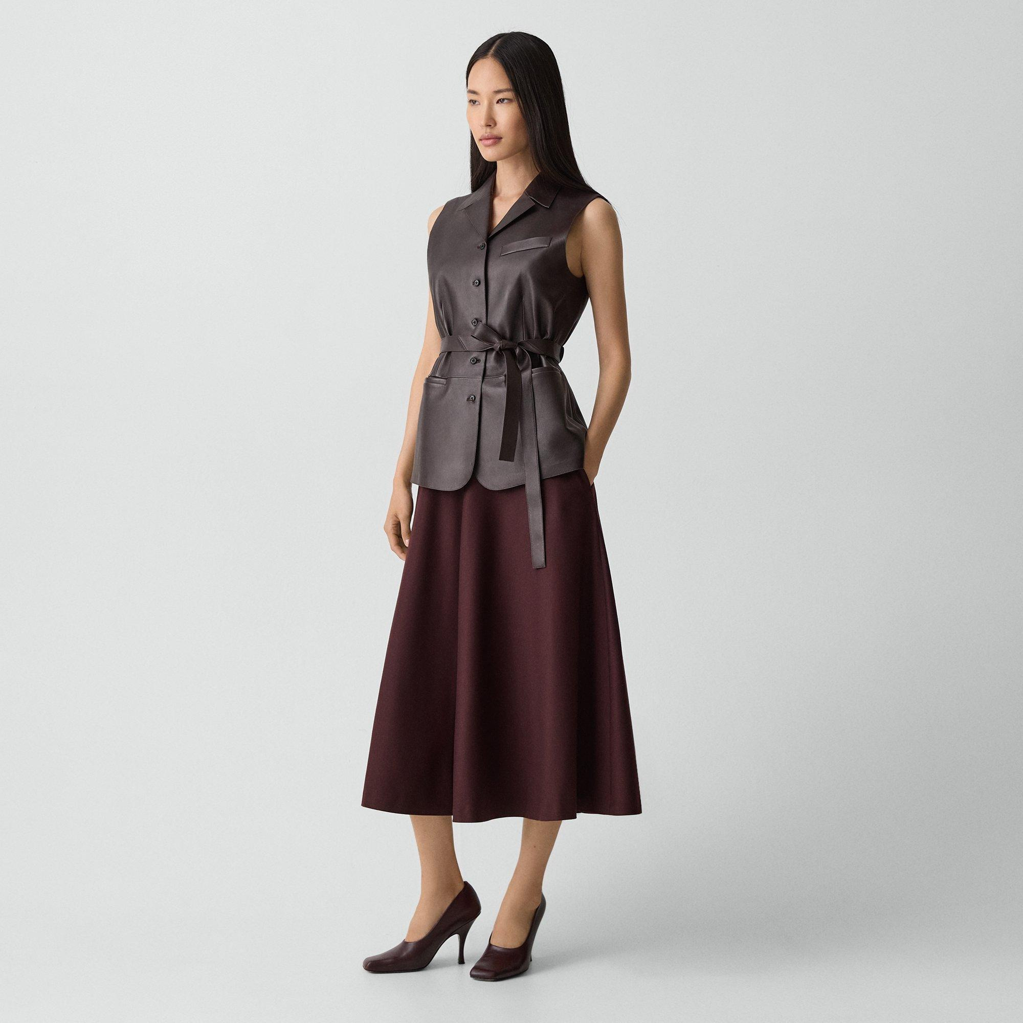 Flared Midi Skirt in Sleek Flannel - 3