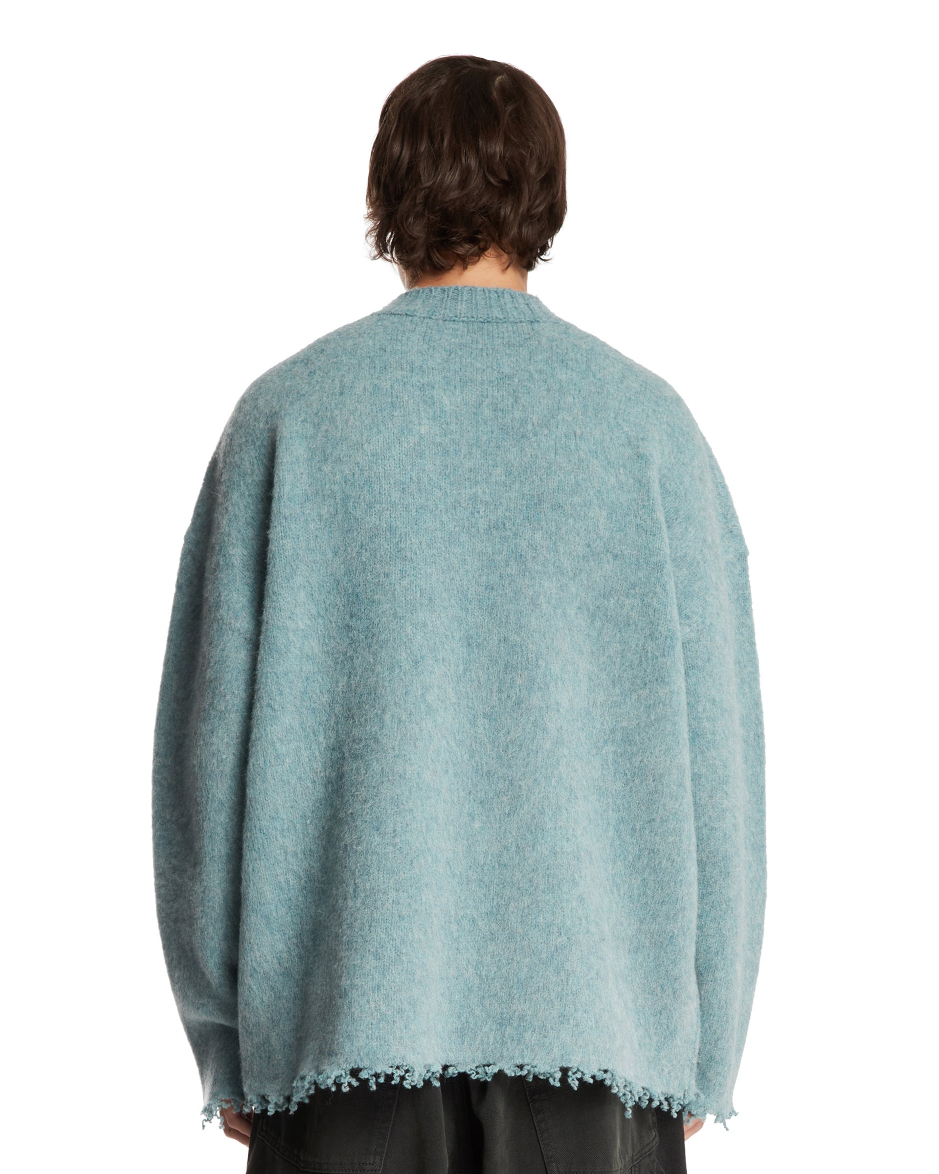 Light Blue Sweater with Fringed Hem - 3