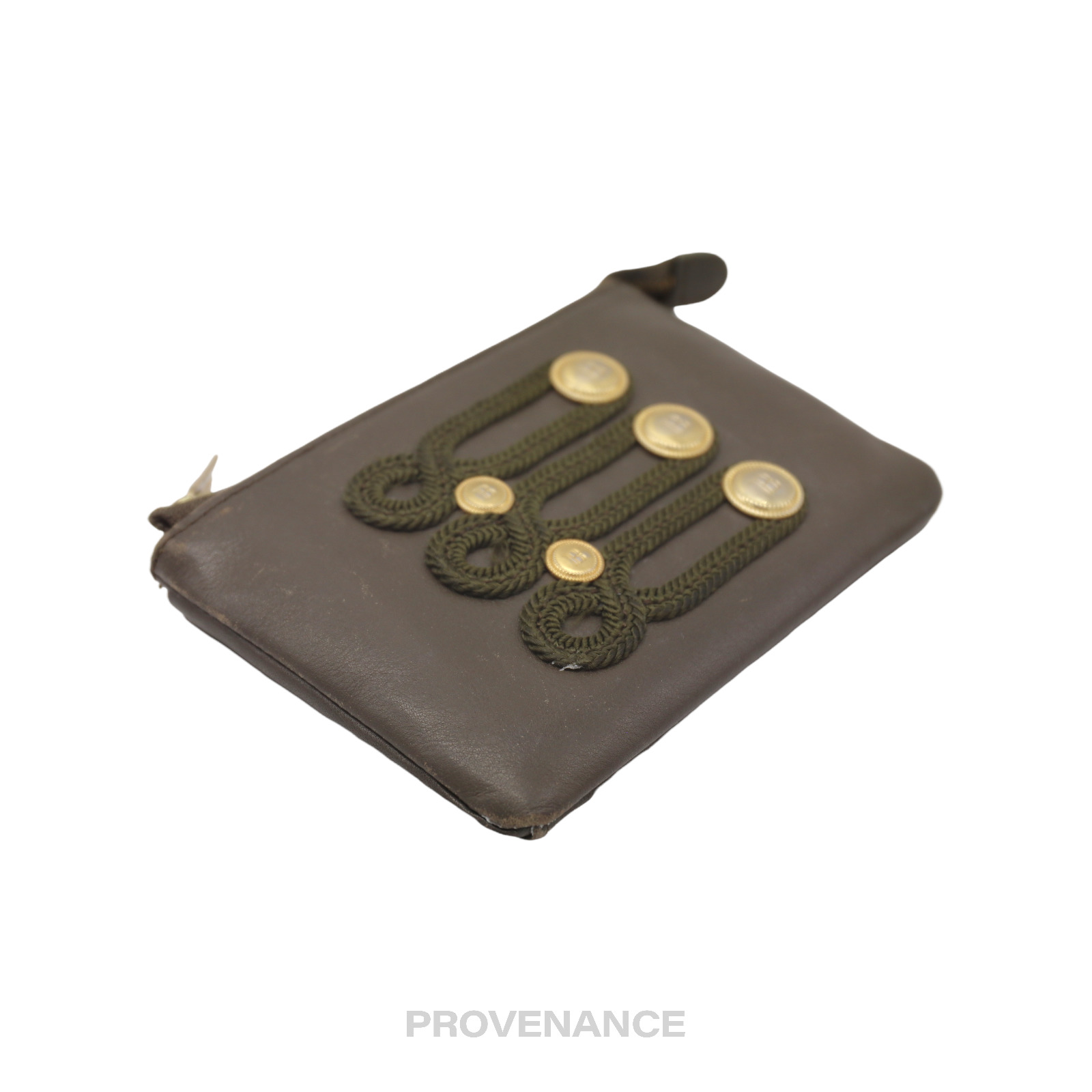 PROVENANCE - Balmain Cles Zip Pouch Wallet - Olive Leather - 5