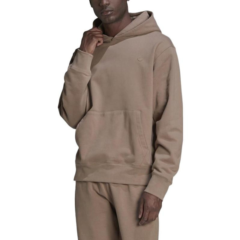 adidas Men's adidas originals Solid Color Logo Embroidered Pullover Hooded Long Sleeves Brown HN6932 outlook