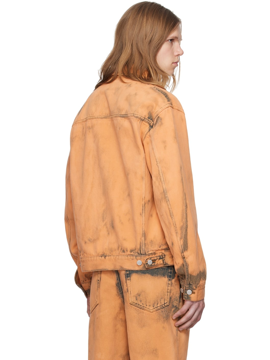Orange Bleached Denim Jacket - 3