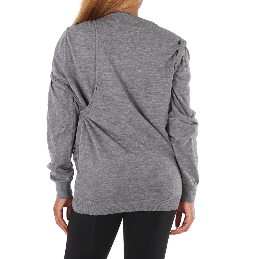 Maison Margiela Ladies V-neck Ruched Jumper, Size Large - 4