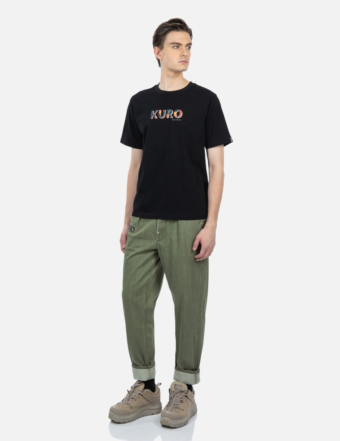 Brush Effect Seagull Print Carrot Jeans - 4