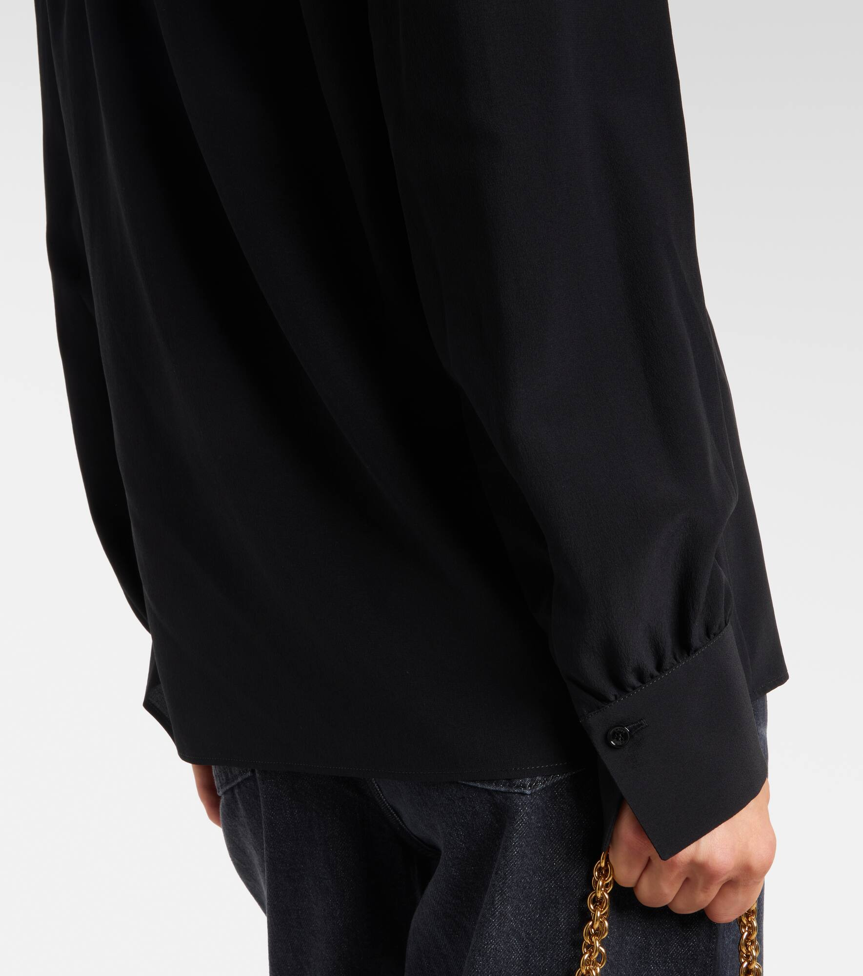 Lace-trimmed silk crêpe de chine blouse - 5