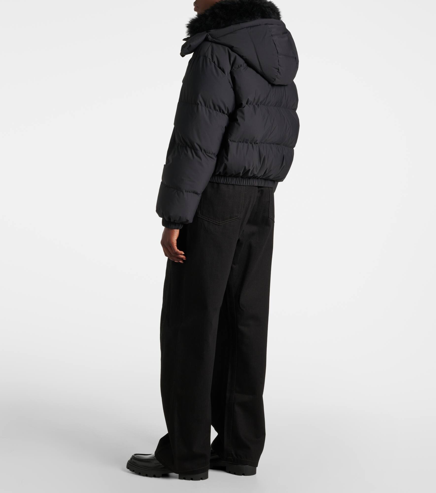 Shearling-trimmed down jacket - 3